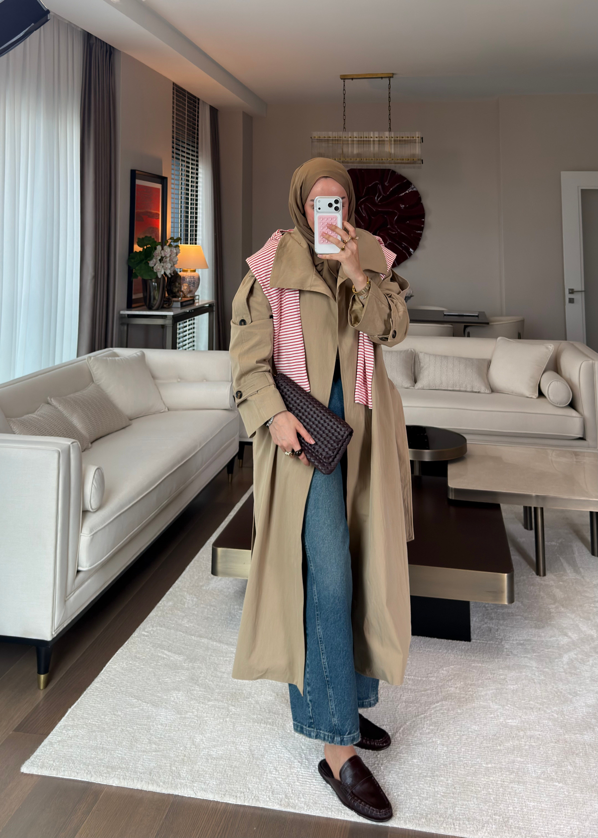 Apolet Detaylı Yüksek Yaka Trençkot Camel