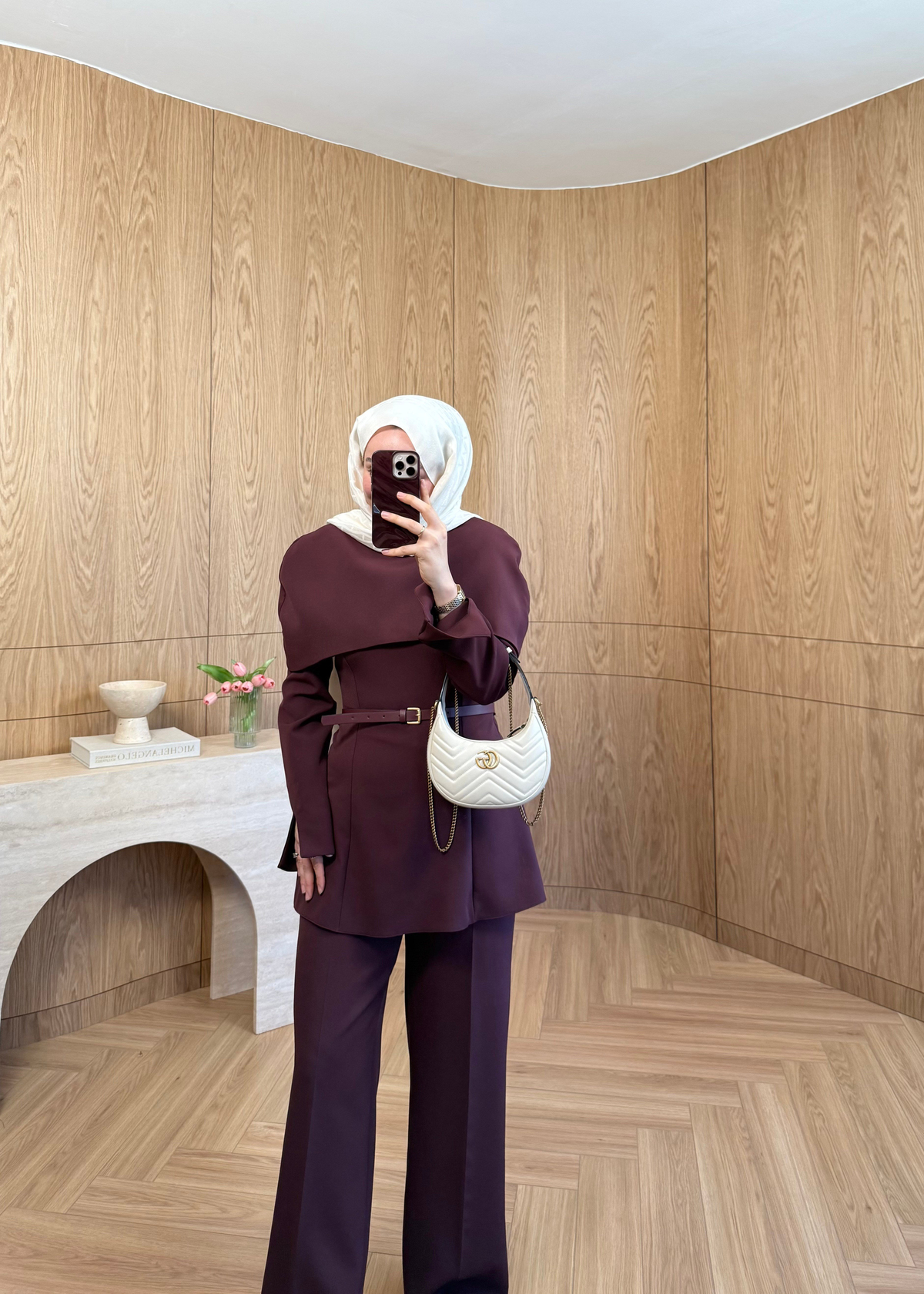 Aura Pelerinli Takım Mürdüm