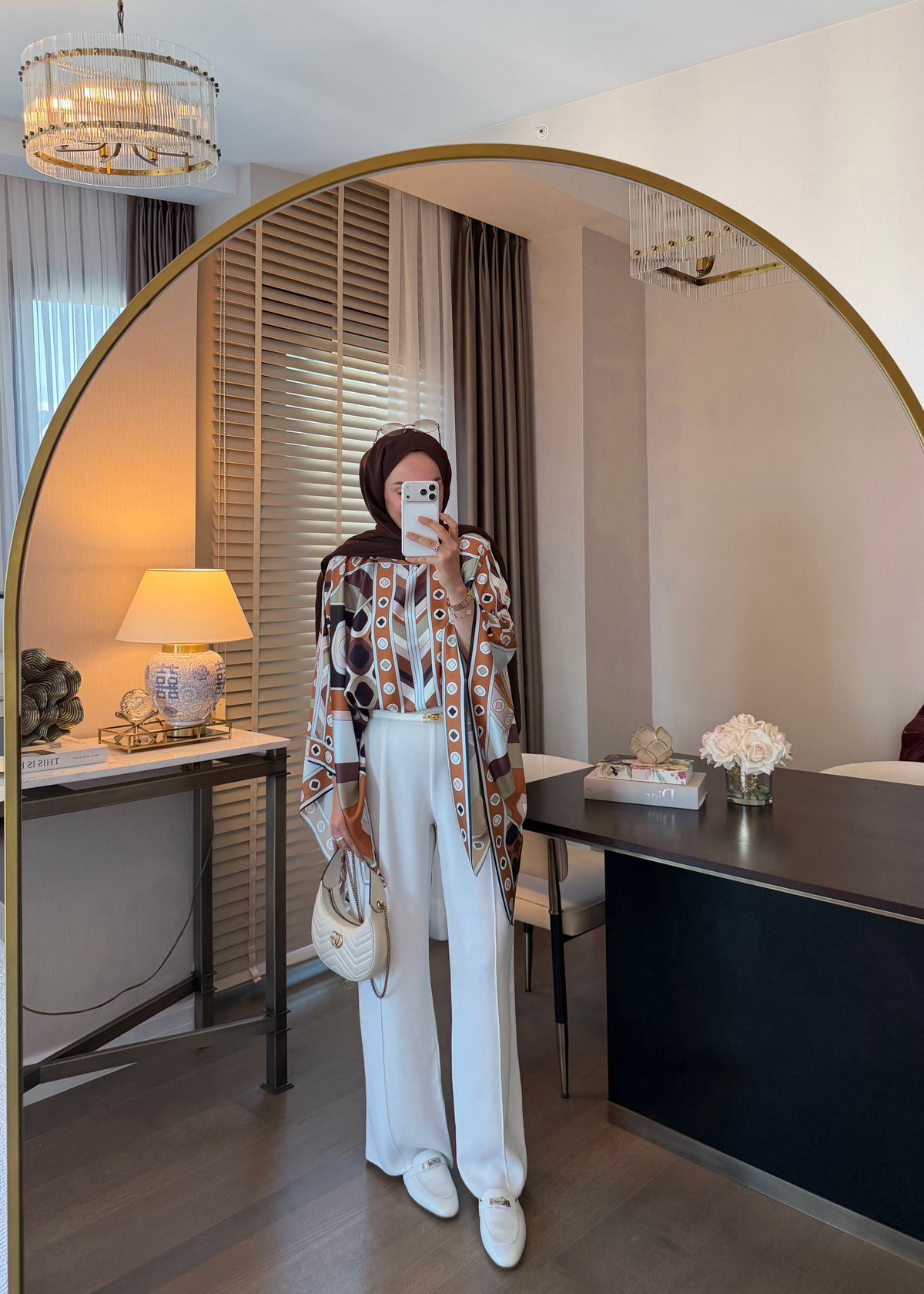 Çımalı Dikişli Palazzo  Krep Pantolon  Ekru