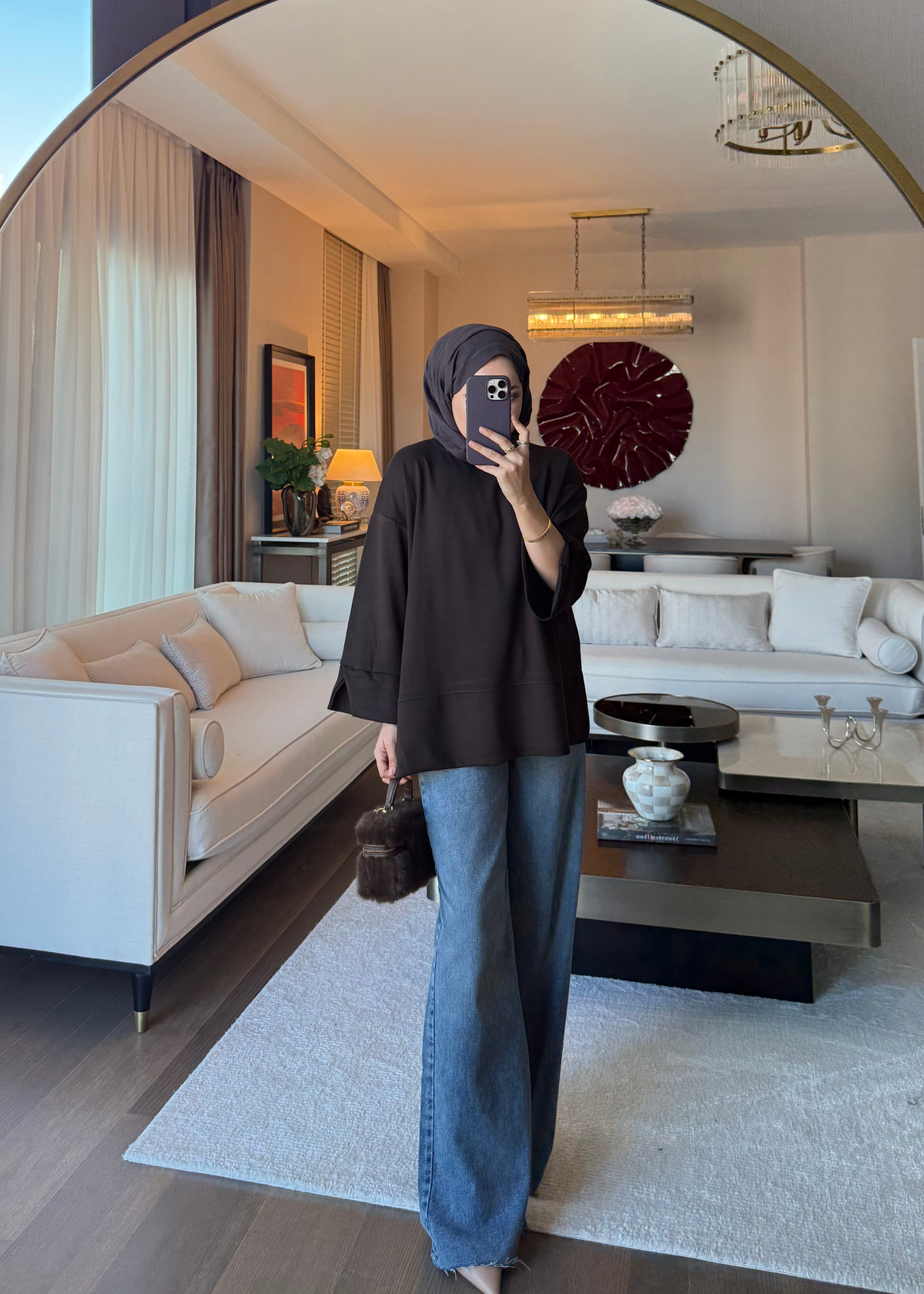 Dökümlü Modal Sweat Acı Kahve
