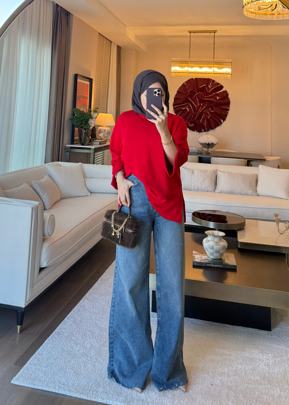 Dökümlü Modal Sweat Kırmızı
