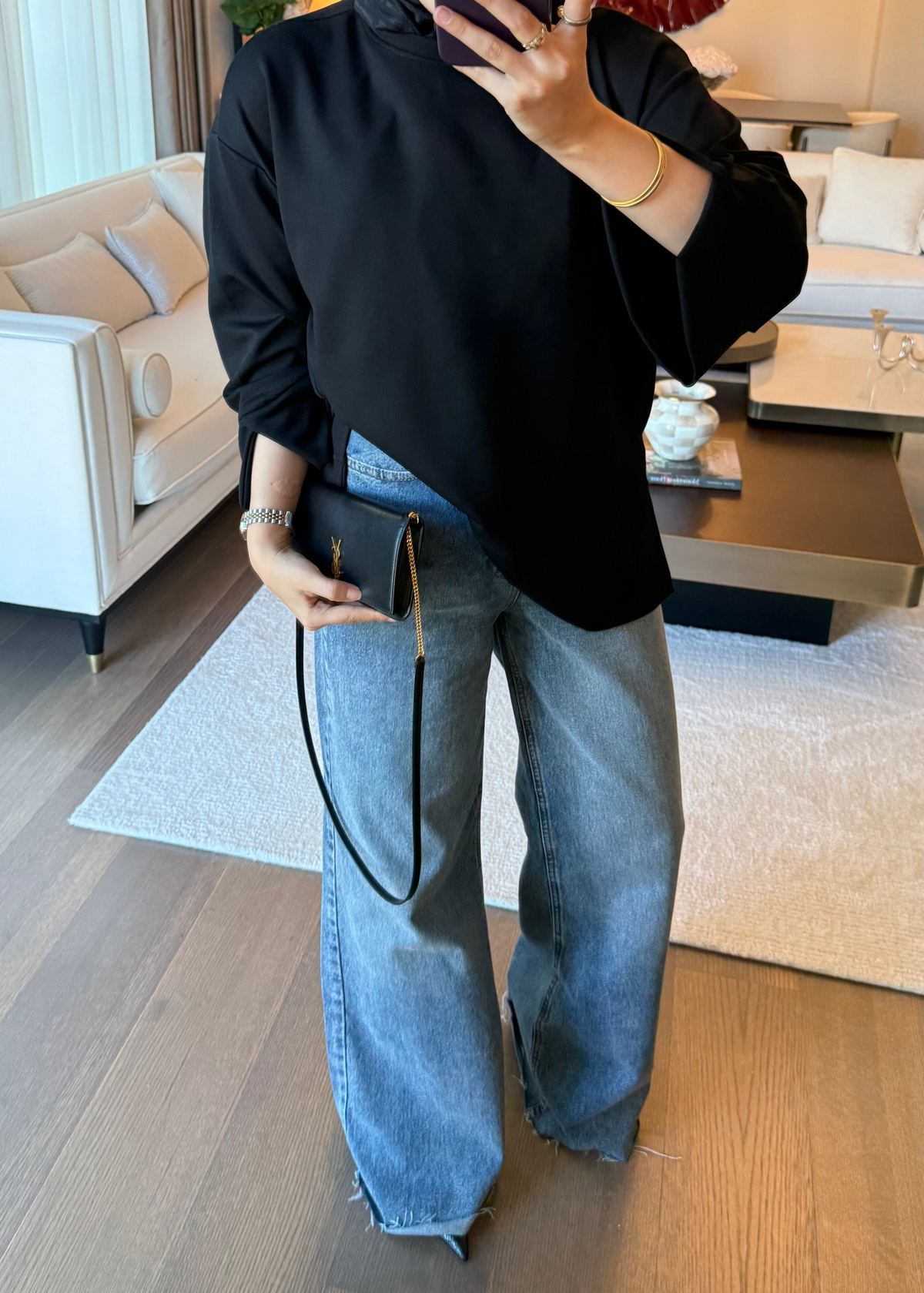 Dökümlü Modal Sweat Siyah