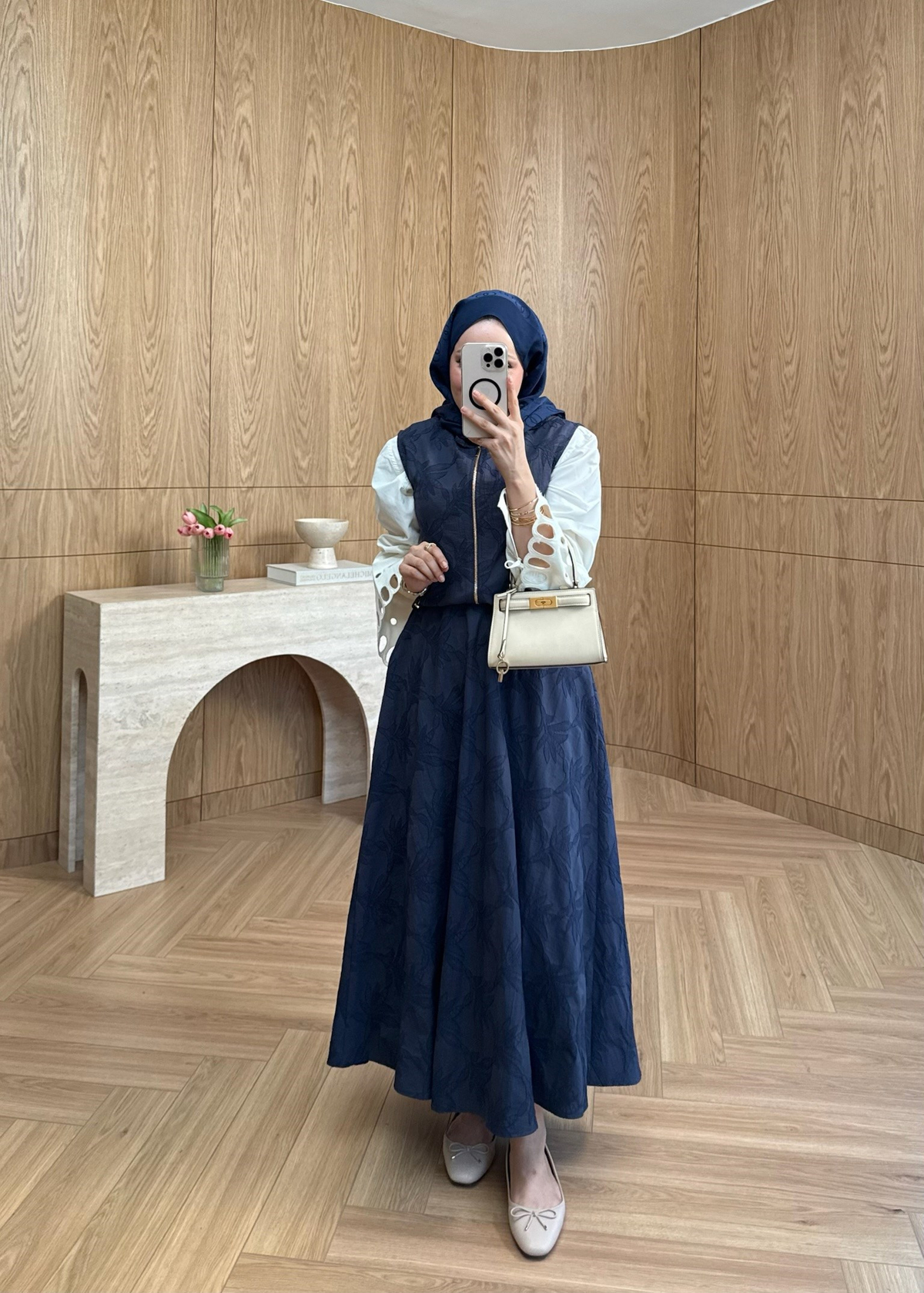 Jakarlı Etekli Takım Lacivert