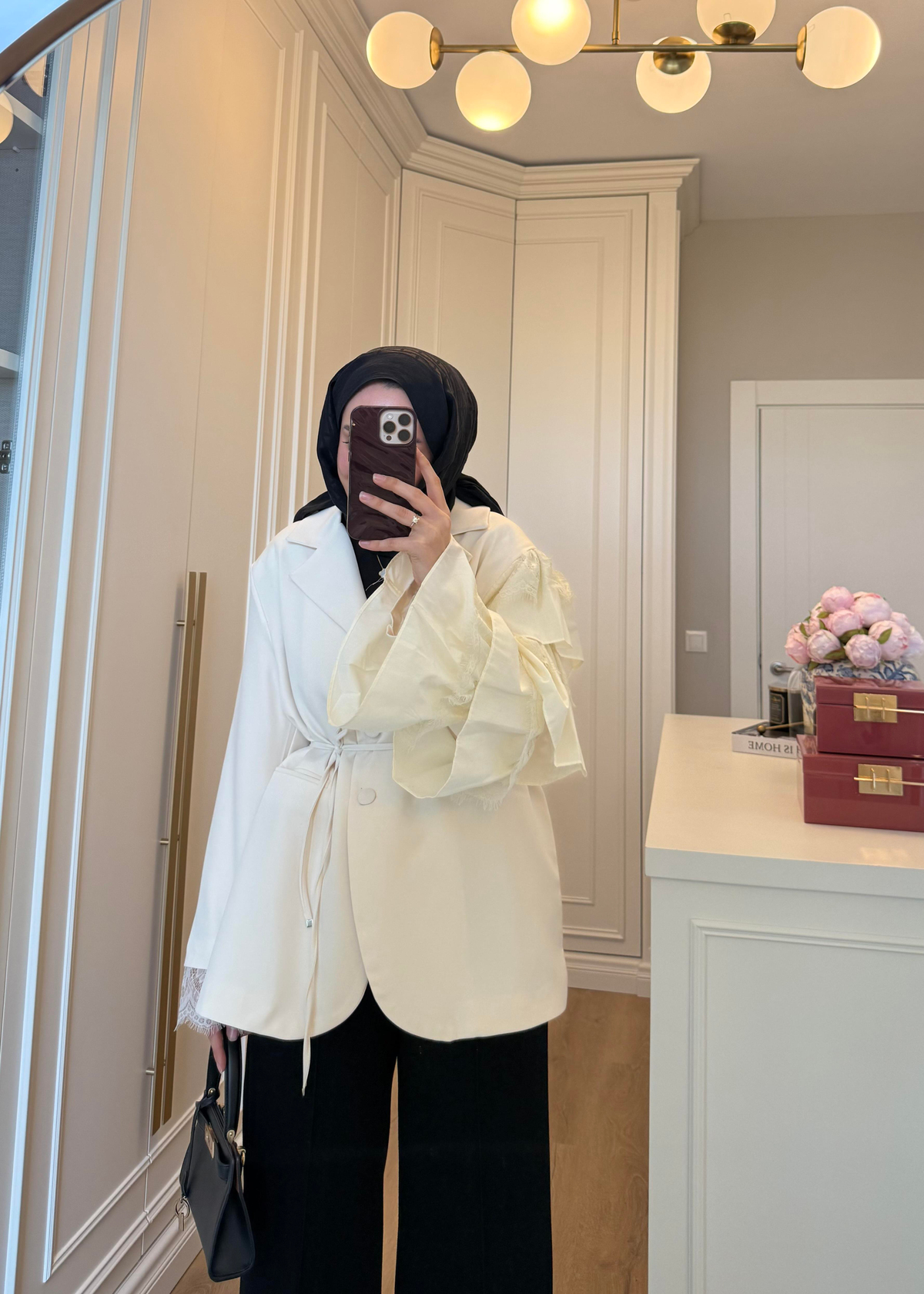 Kolu Dantelli Blazer Ceket Bej