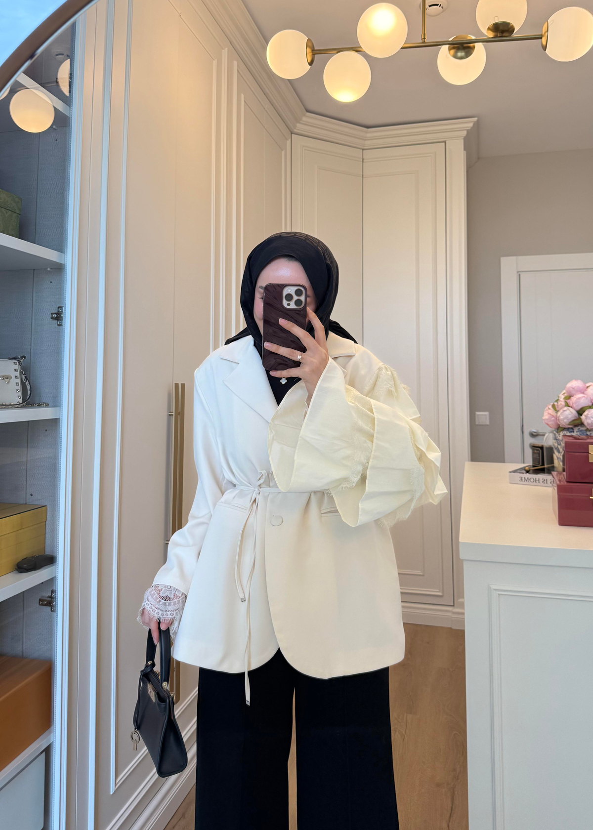 Kolu Dantelli Blazer Ceket Bej