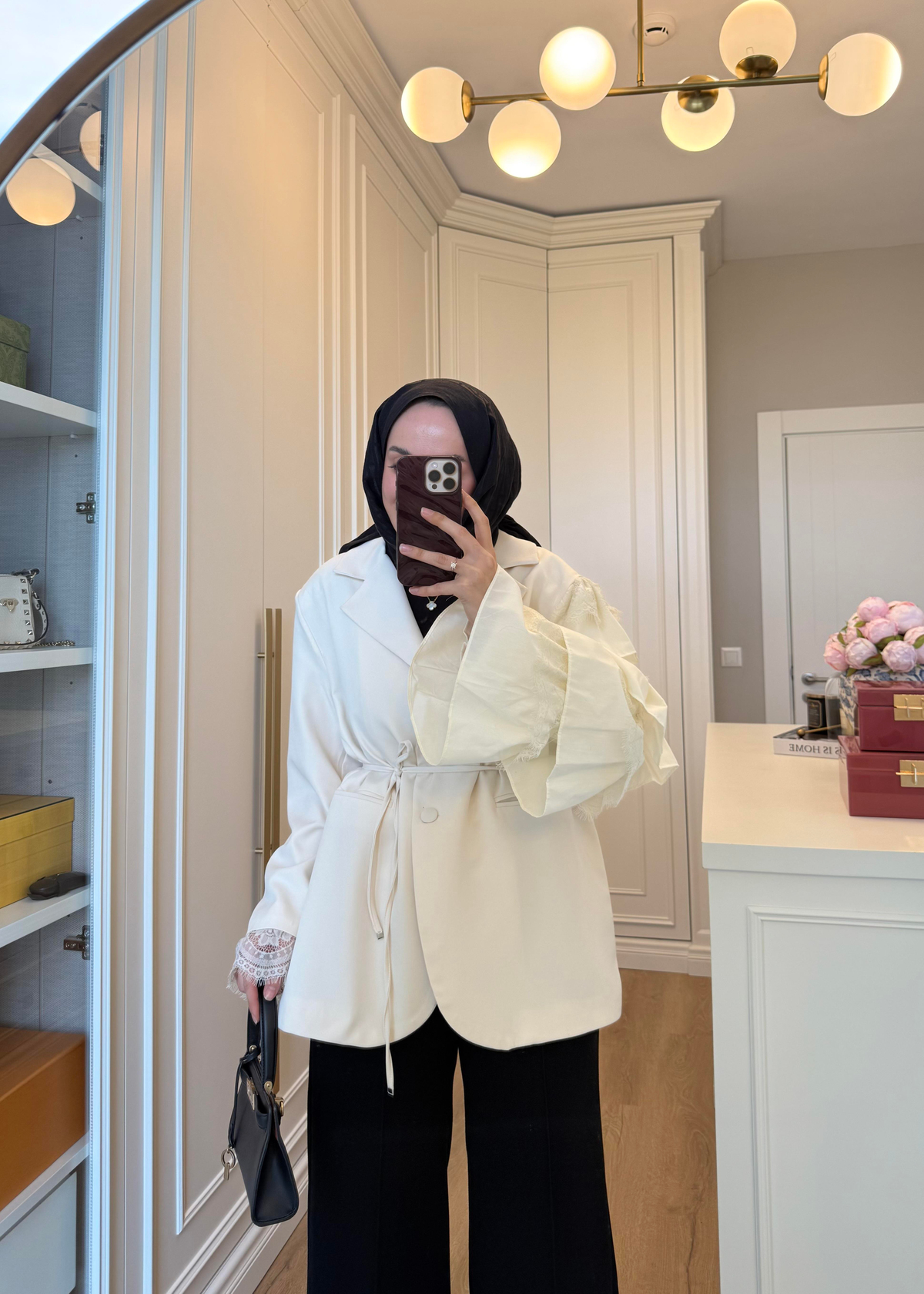 Kolu Dantelli Blazer Ceket Bej
