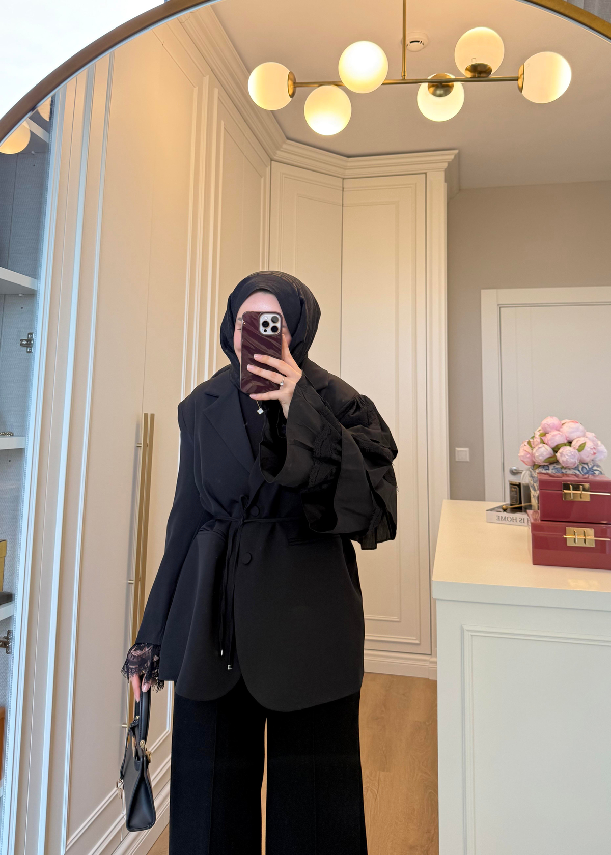 Kolu Dantelli Blazer Ceket Siyah