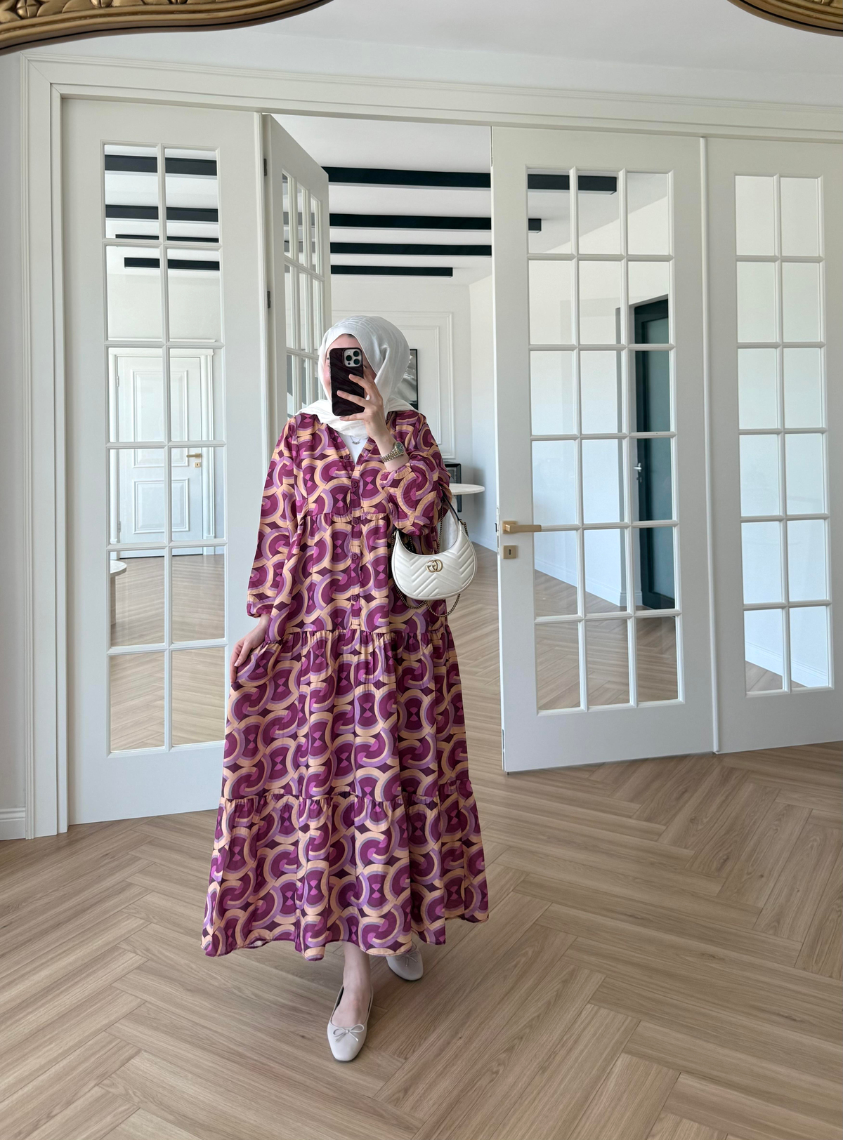 Luma Desen Mango Elbise Bordo