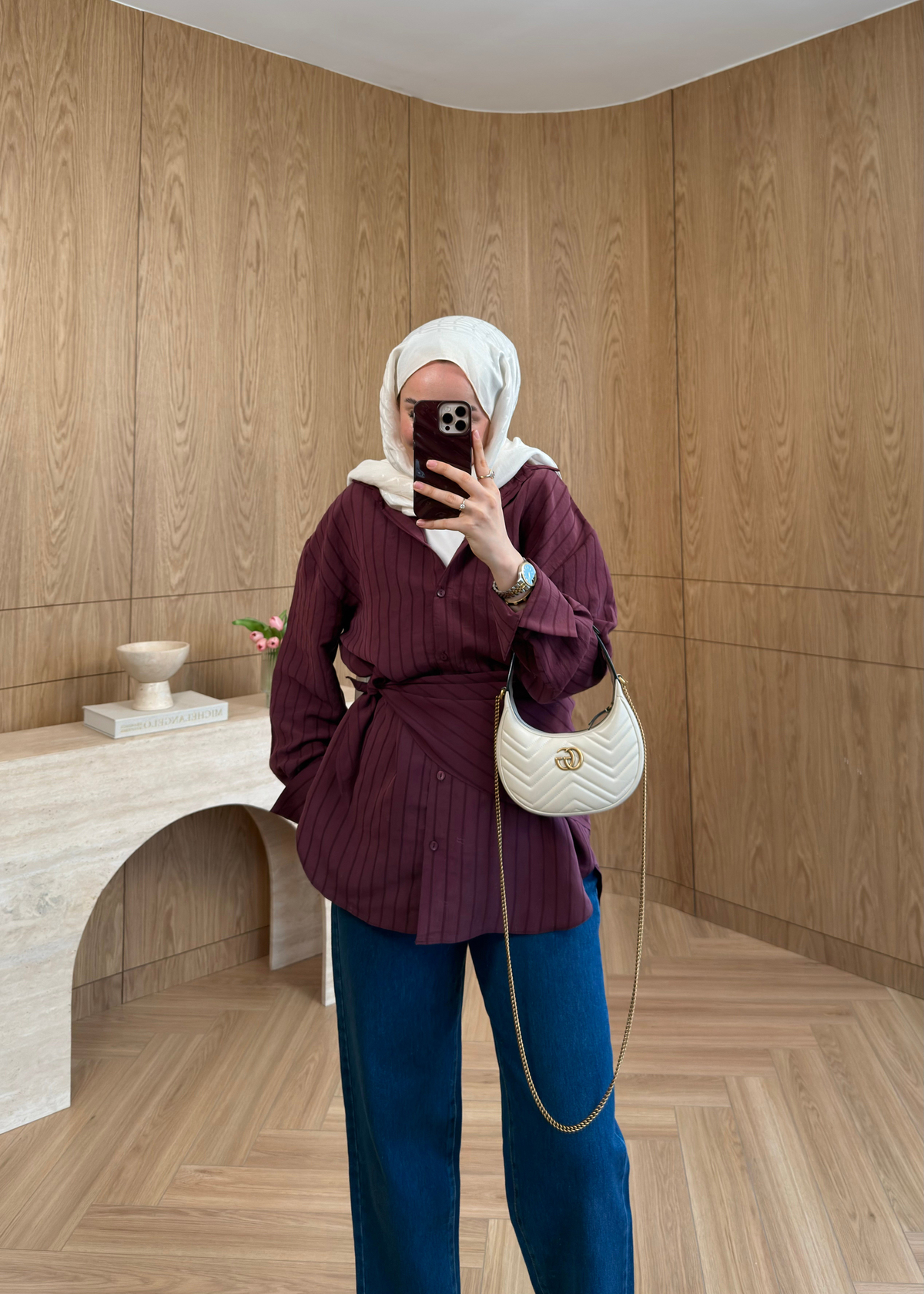 Marly Omuz Şallı Gömlek Mürdüm 