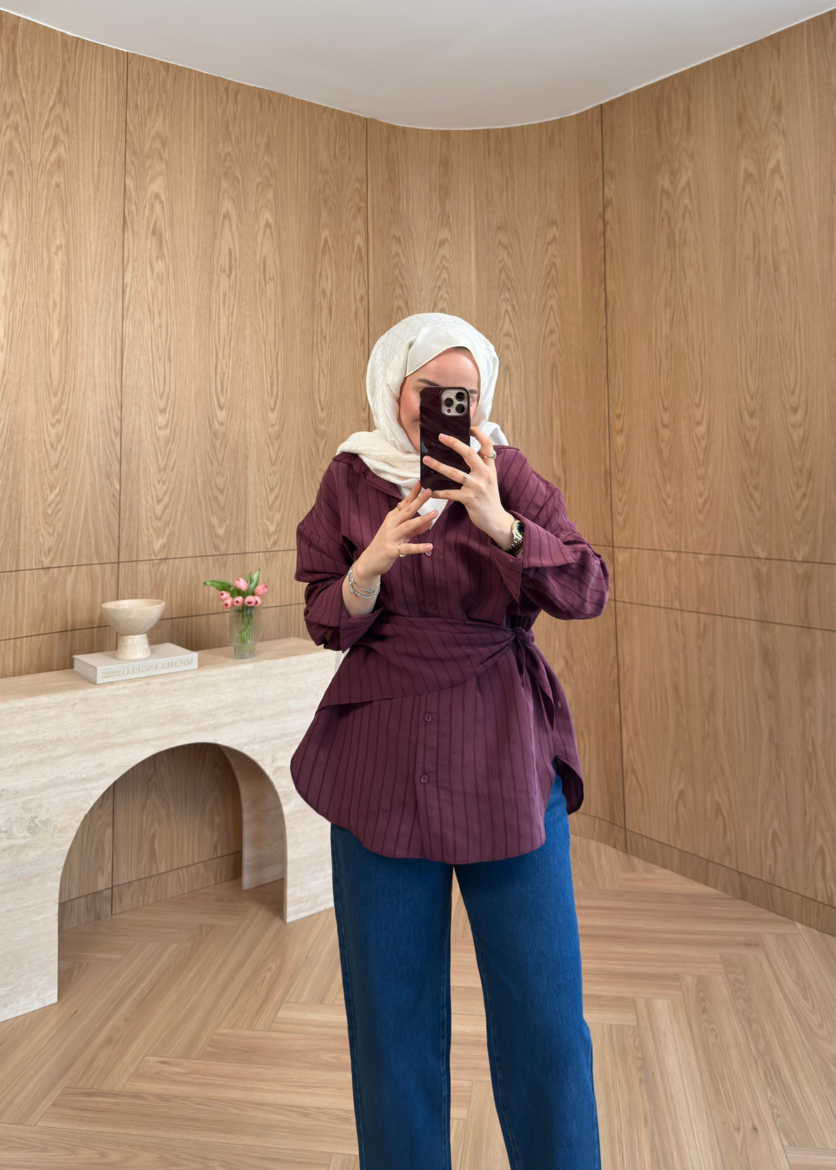 Marly Omuz Şallı Gömlek Mürdüm 