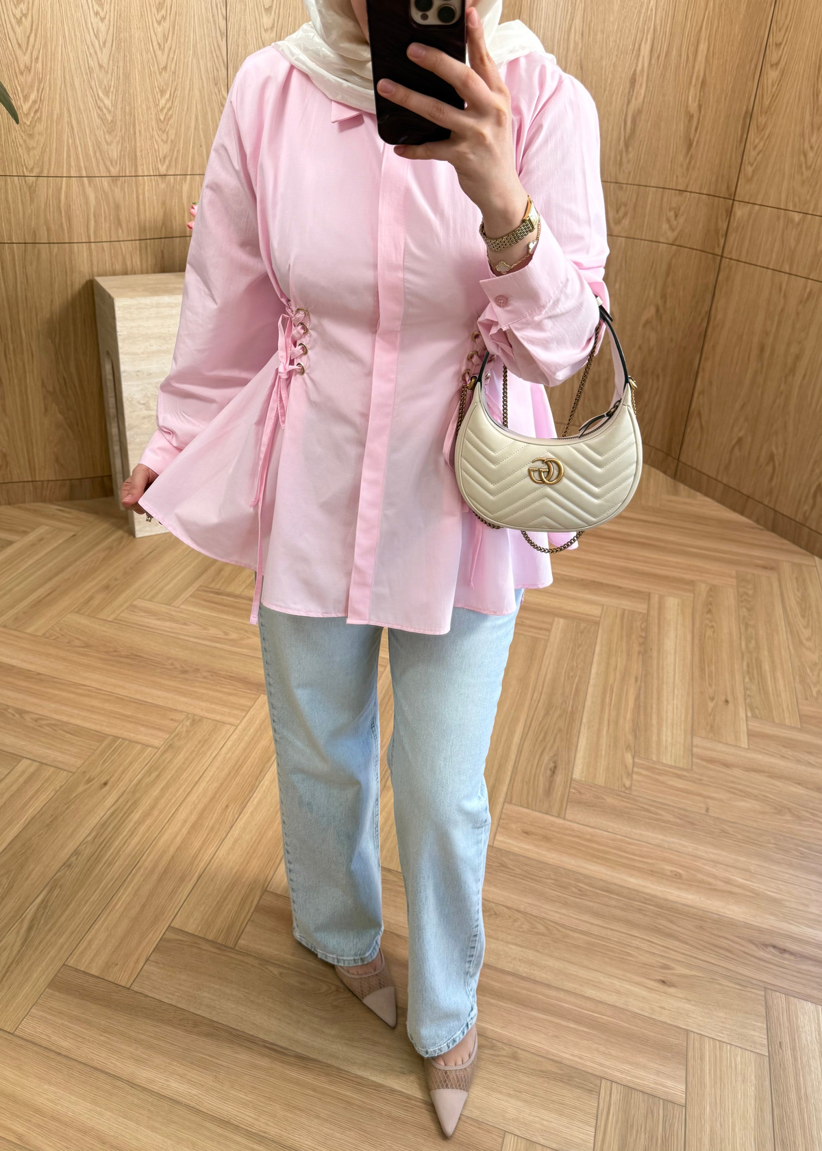 Mia Bağlama Detaylı Gömlek Pembe