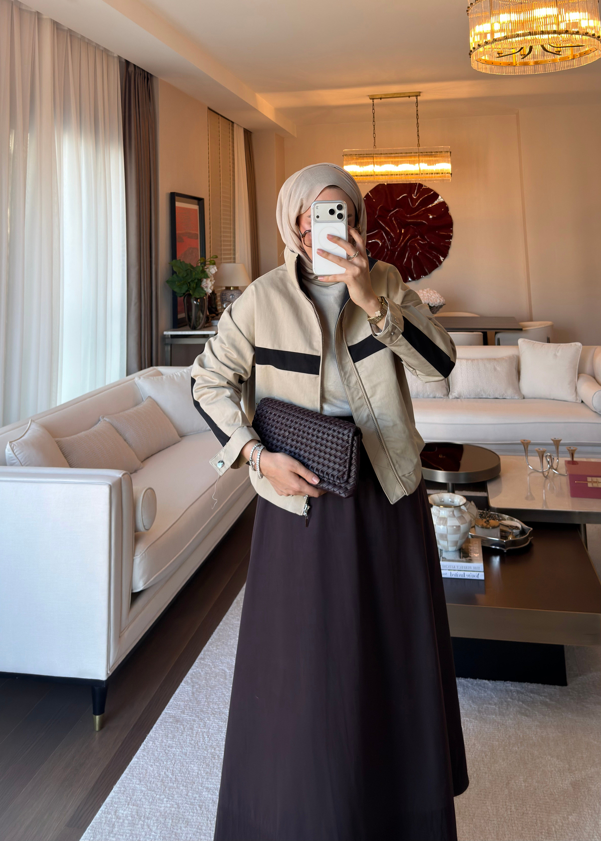 Nervür Detaylı Gabardin Etek Kahverengi
