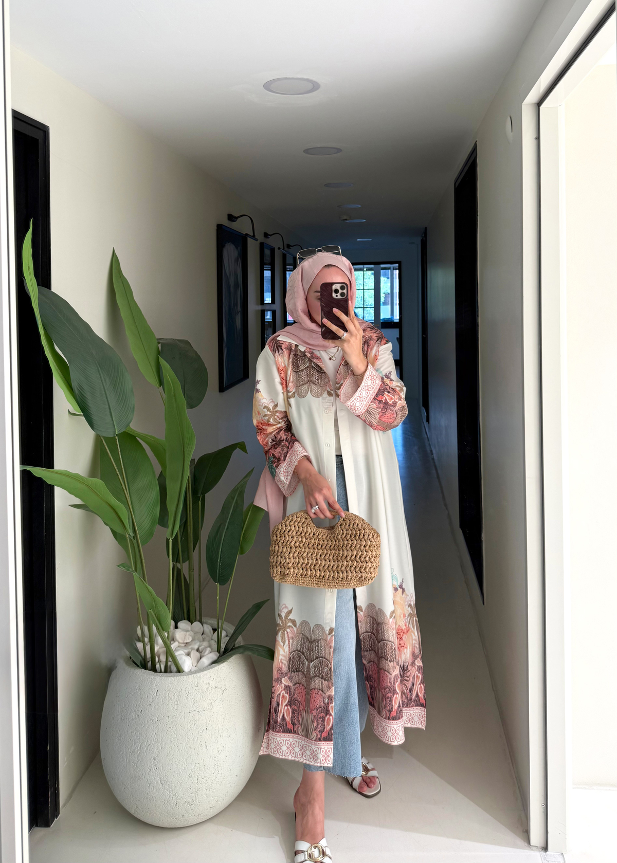 Palmera Desenli Gömlek Elbise