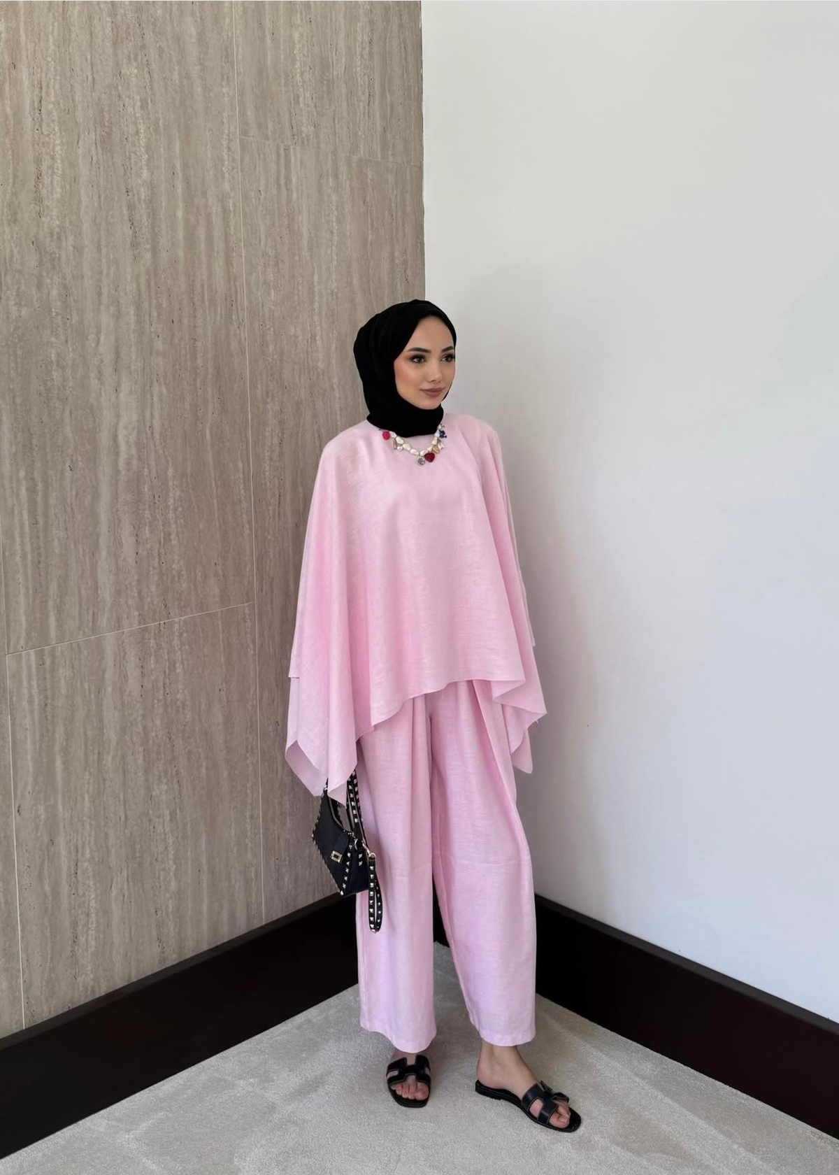 Valeria Premium Keten Takım Pembe