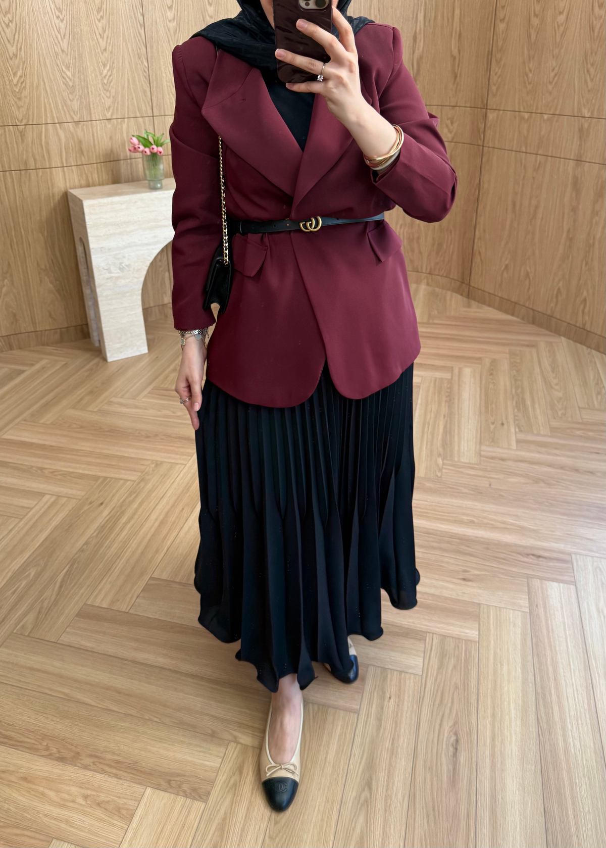 ZR Model Tek Düğmeli Blazer Bordo