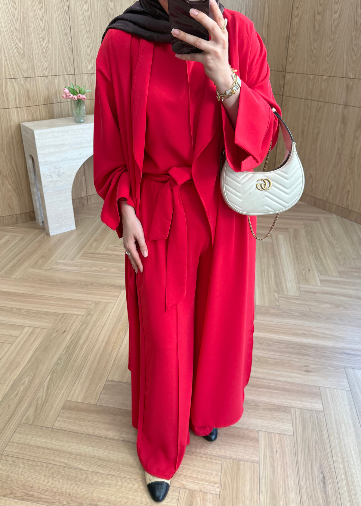 3lü Abaya Takım Kırmızı