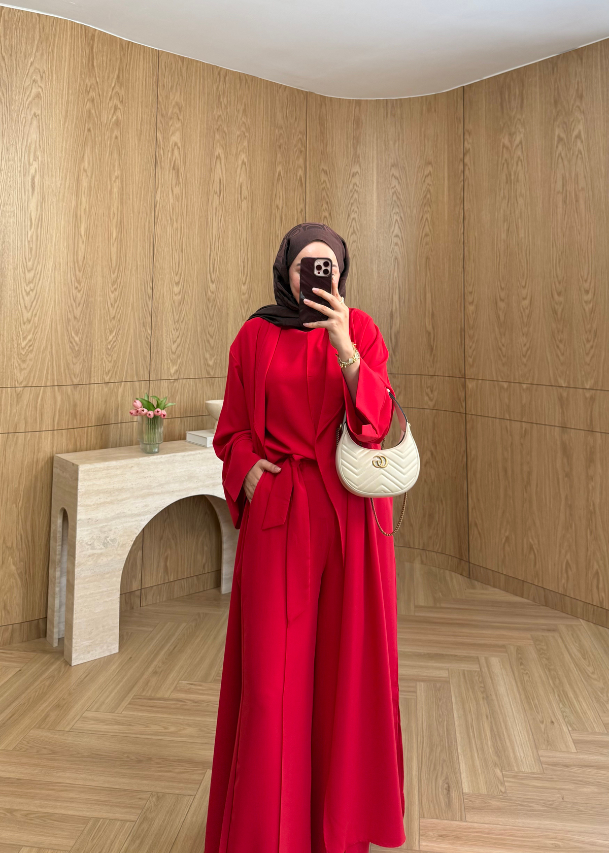 3lü Abaya Takım Kırmızı