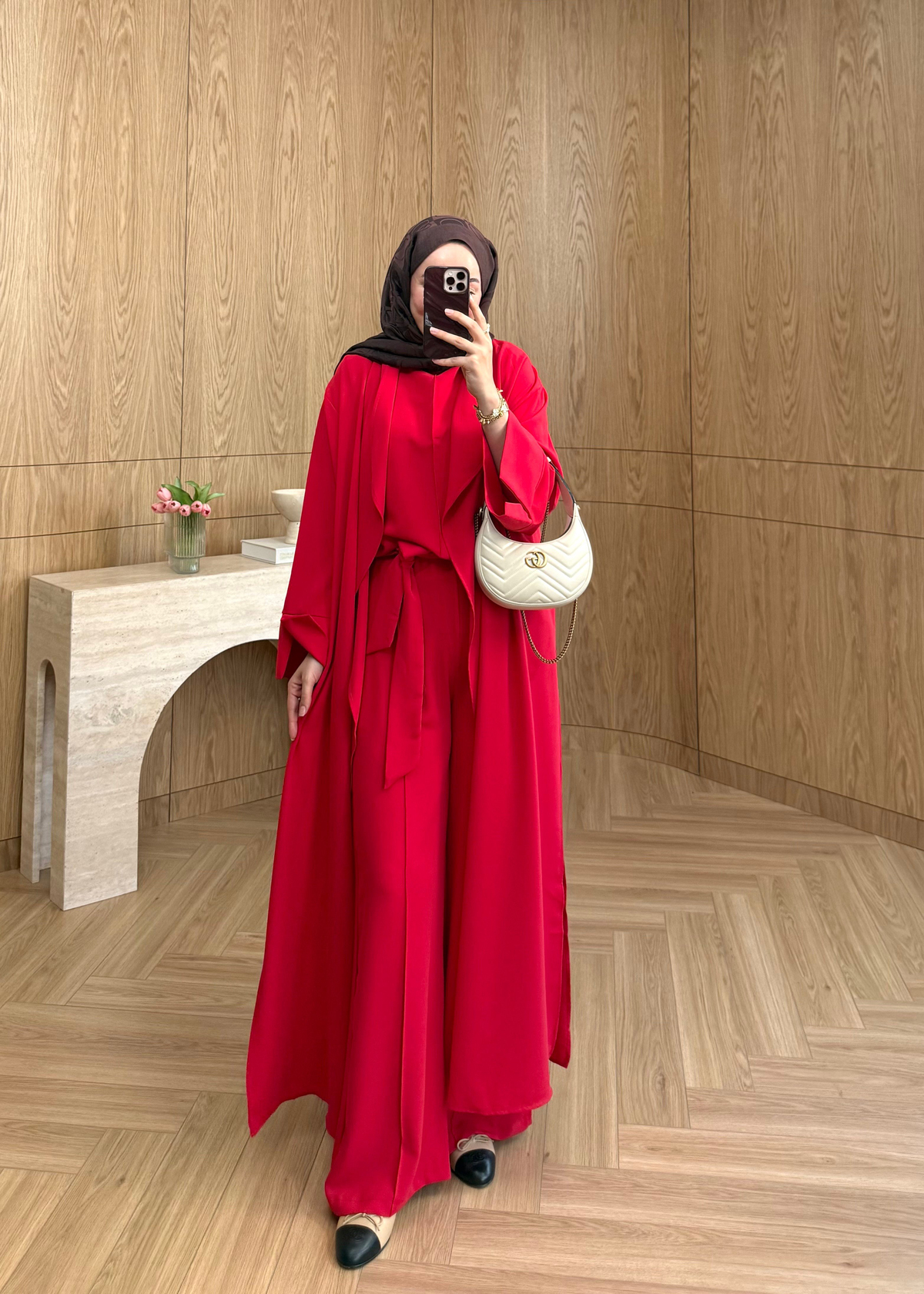 3lü Abaya Takım Kırmızı