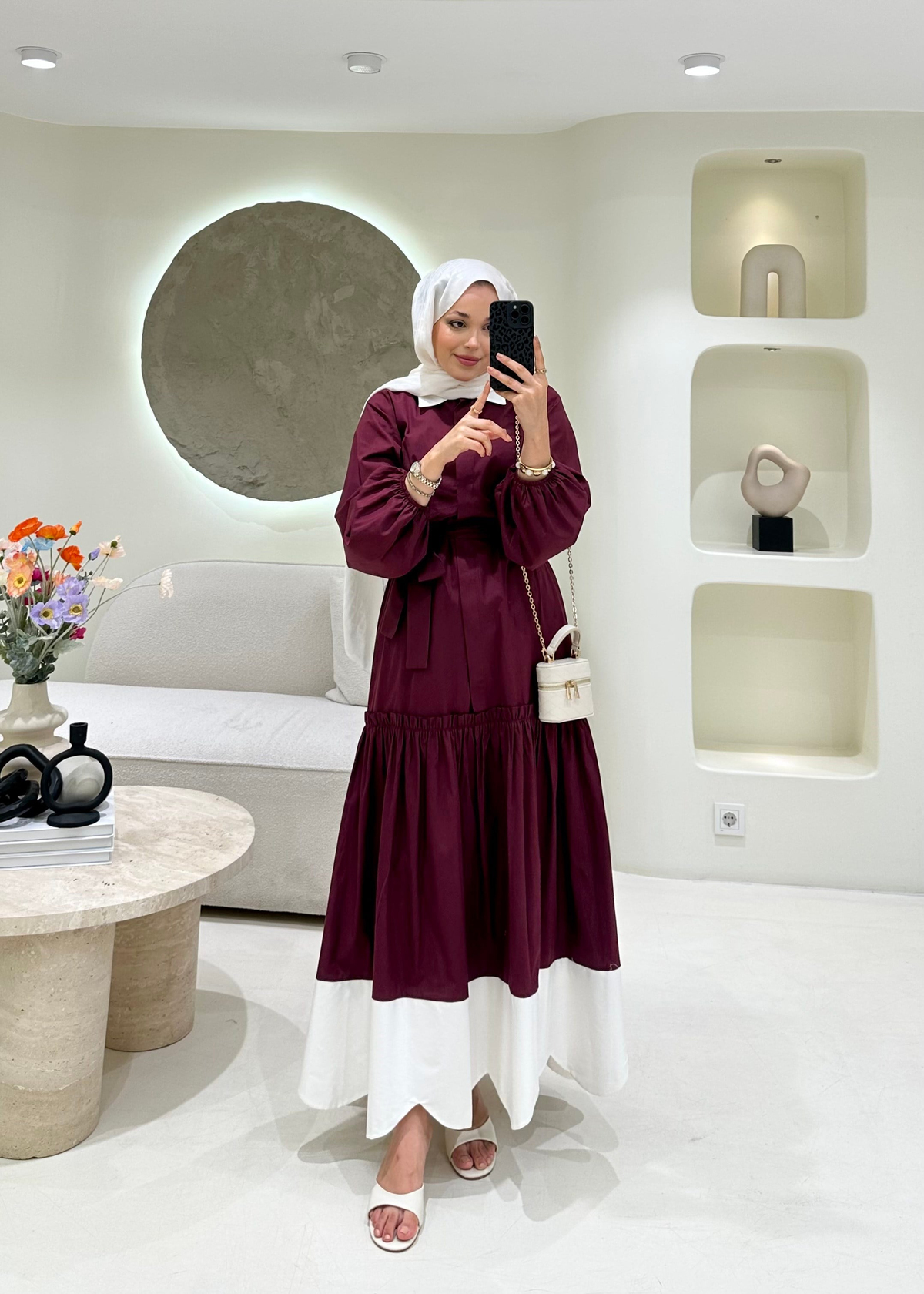 Açelya Poplin Elbise Bordo