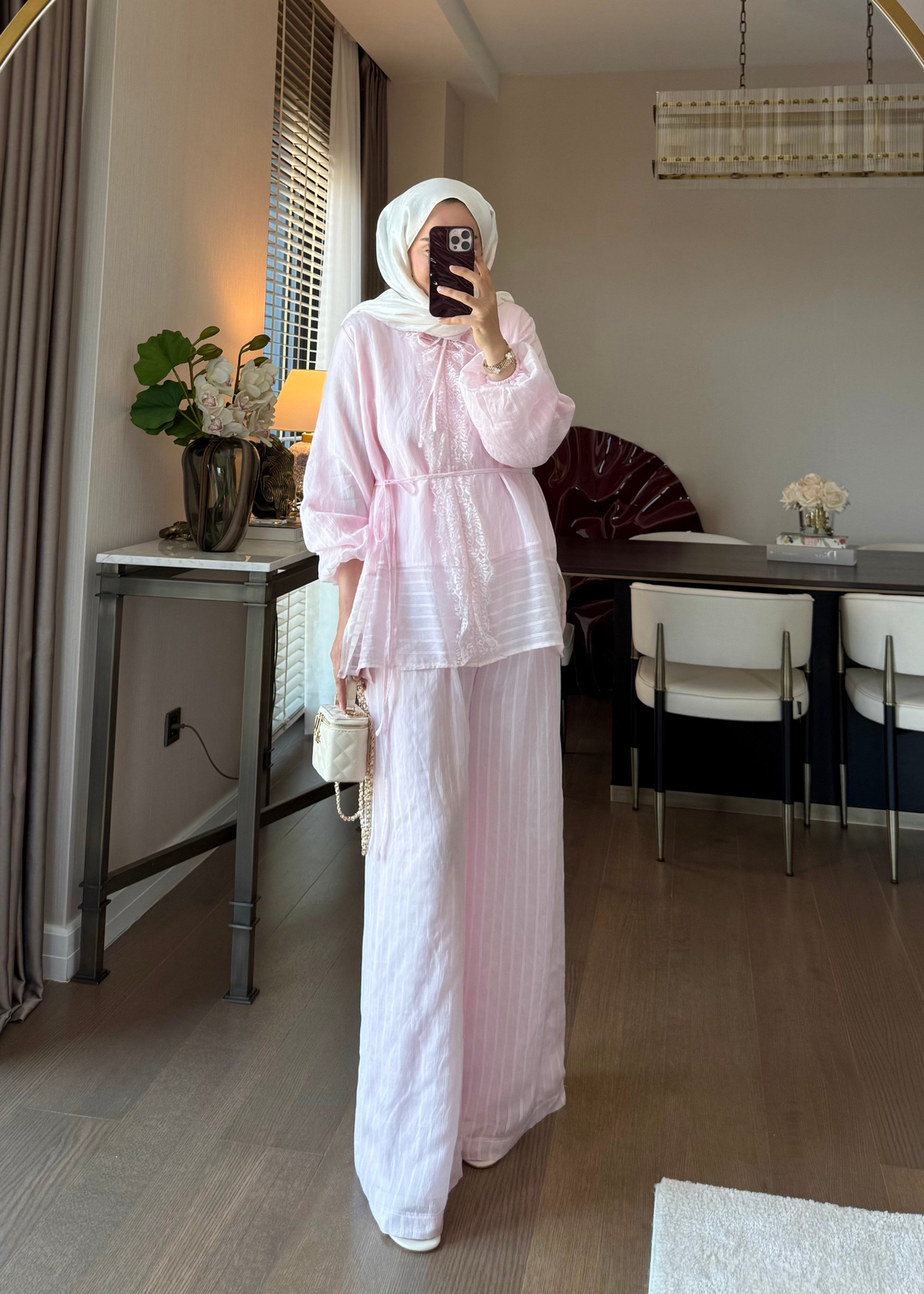 Anna Çizgili İkili Takım Pembe