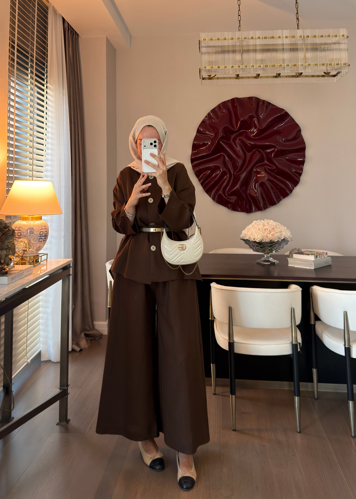 Aresa Keten Takım Kahverengi