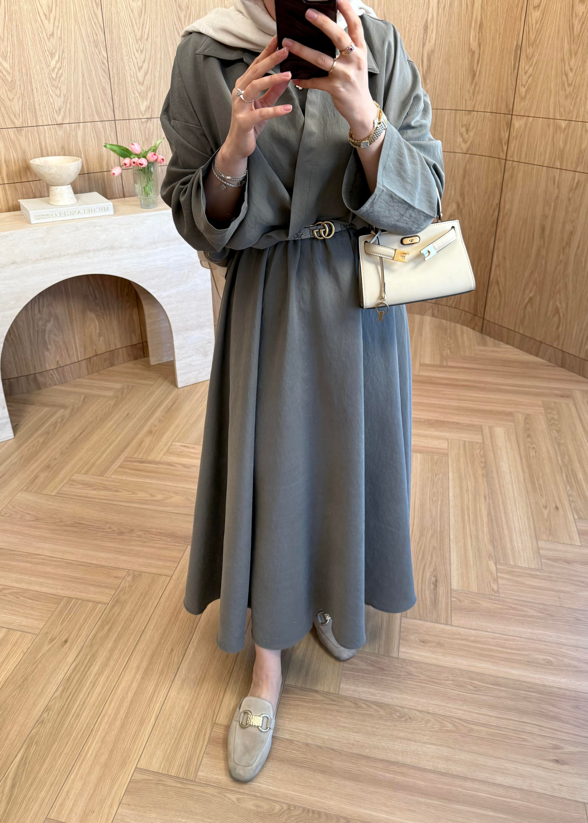 Asel Modal Elbise Haki