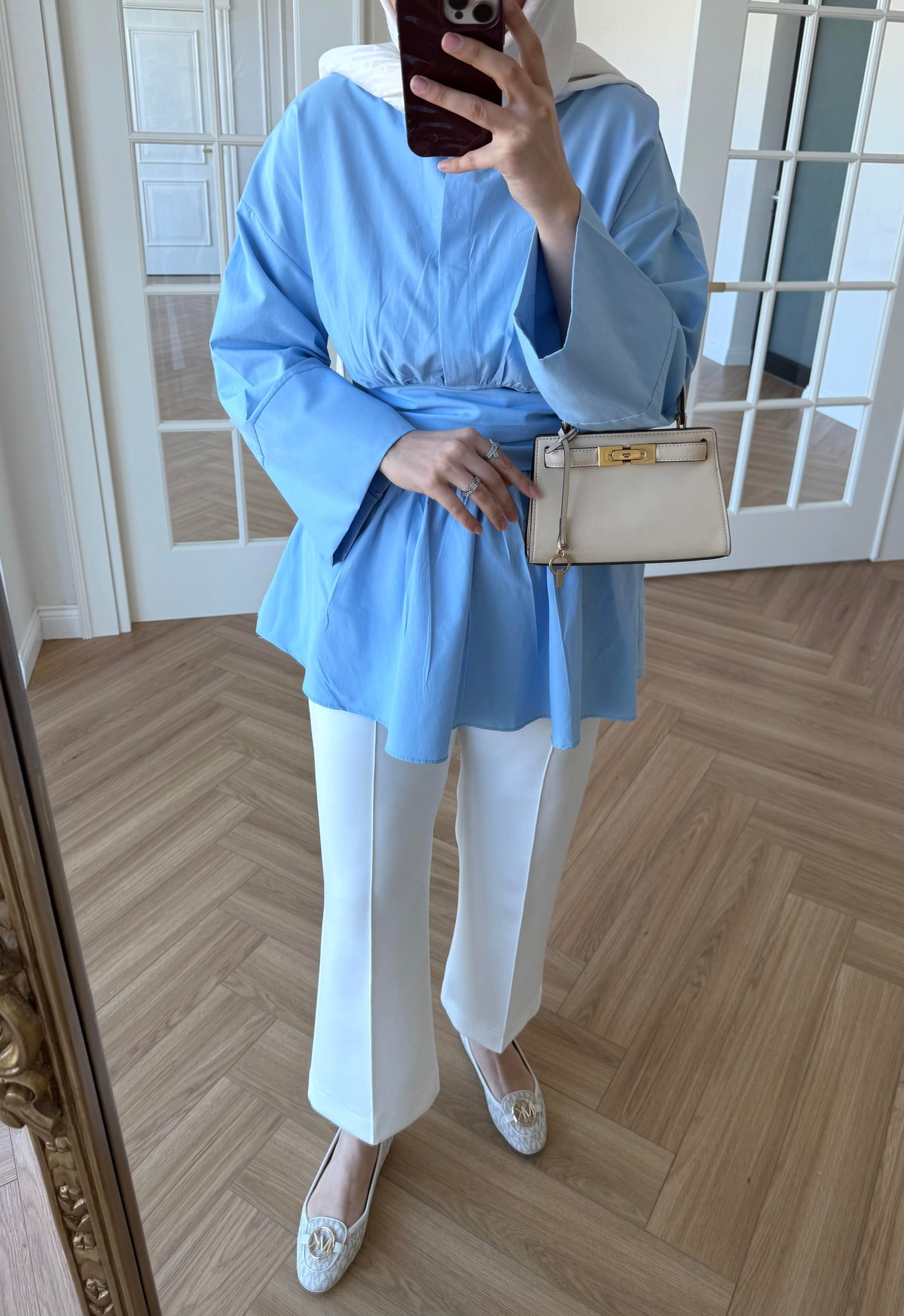 Bağlamalı Poplin Gömlek Bebe Mavi