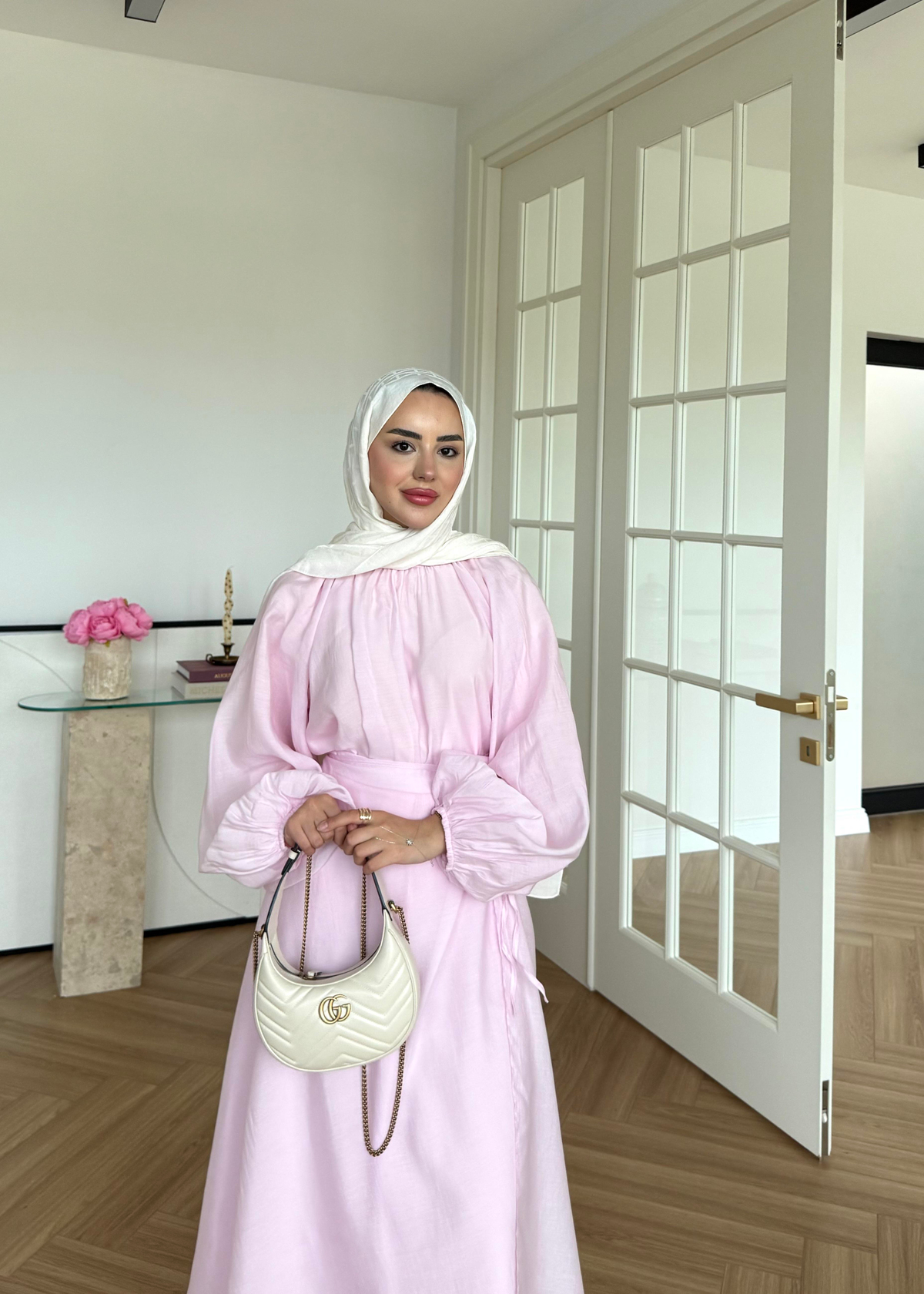 Balon Kol Etekli Takım Pembe