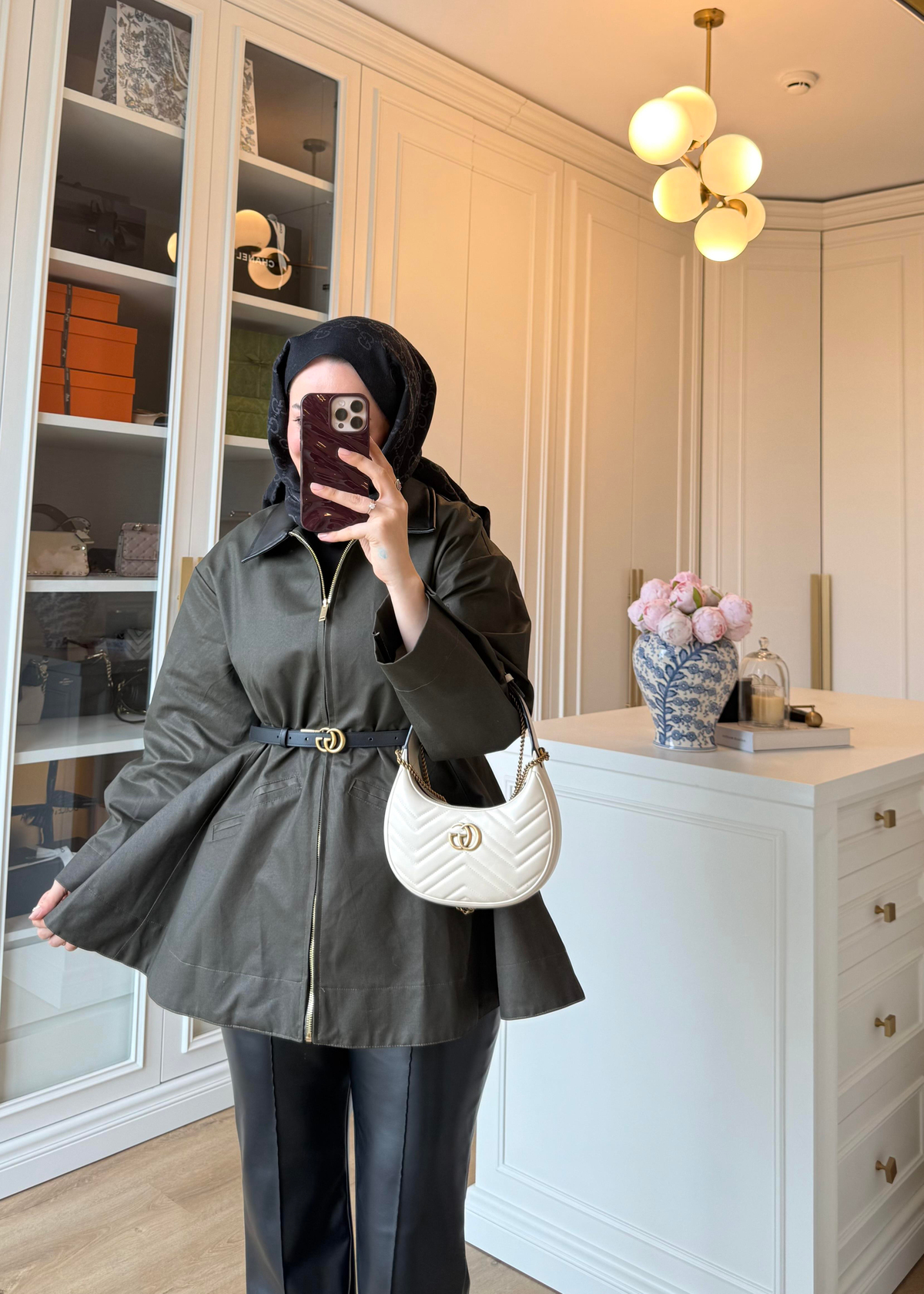 Barbour Bel Detaylı Trenç Haki