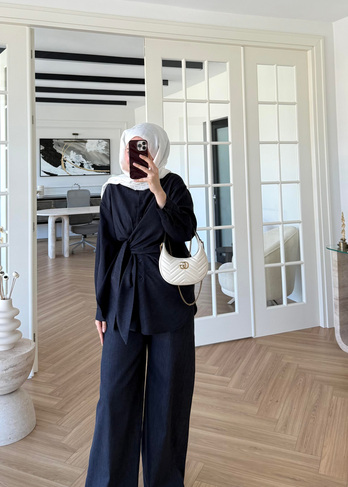 Belden Geniş Kemer Detaylı Denim Takım 