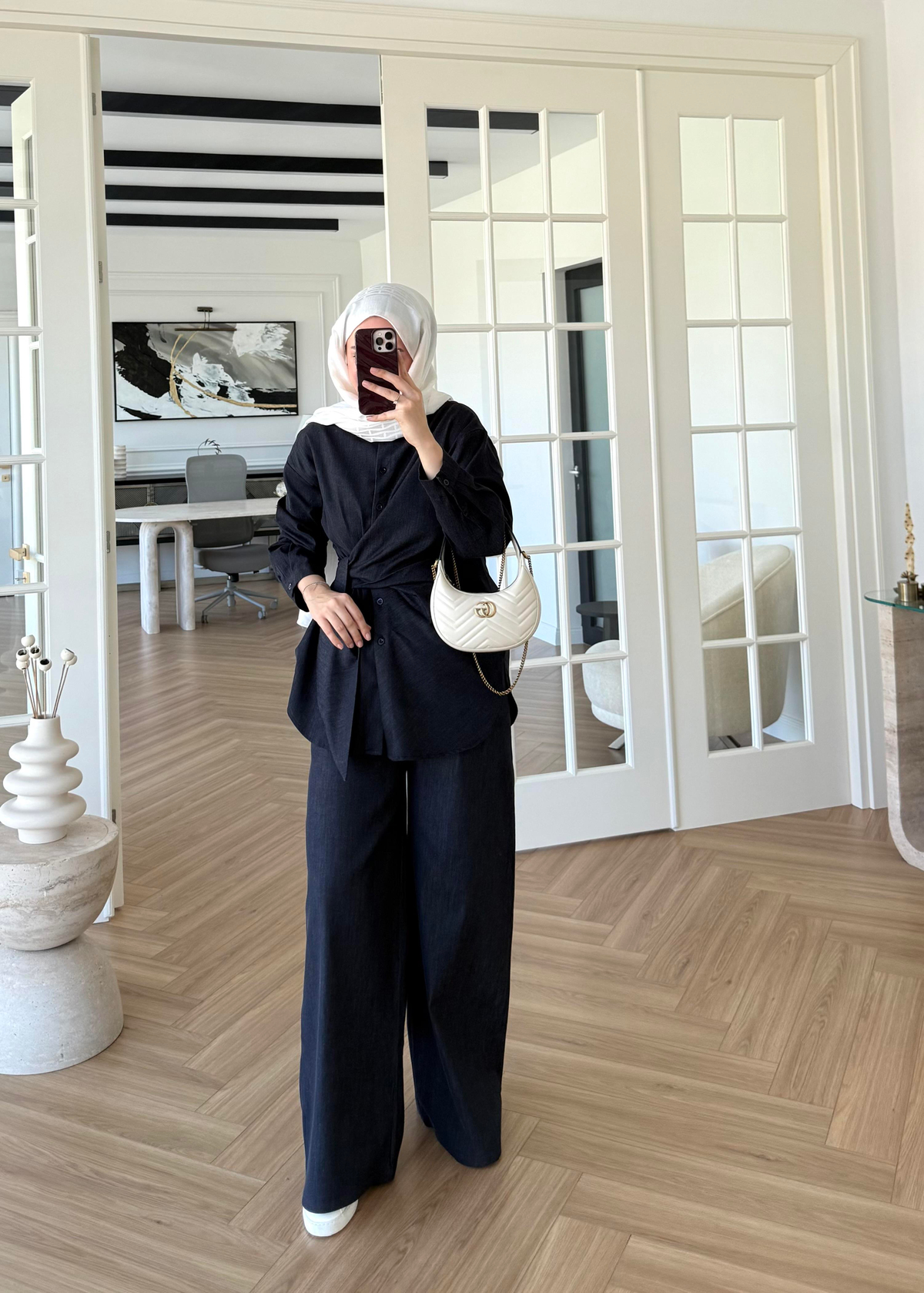 Belden Geniş Kemer Detaylı Denim Takım 