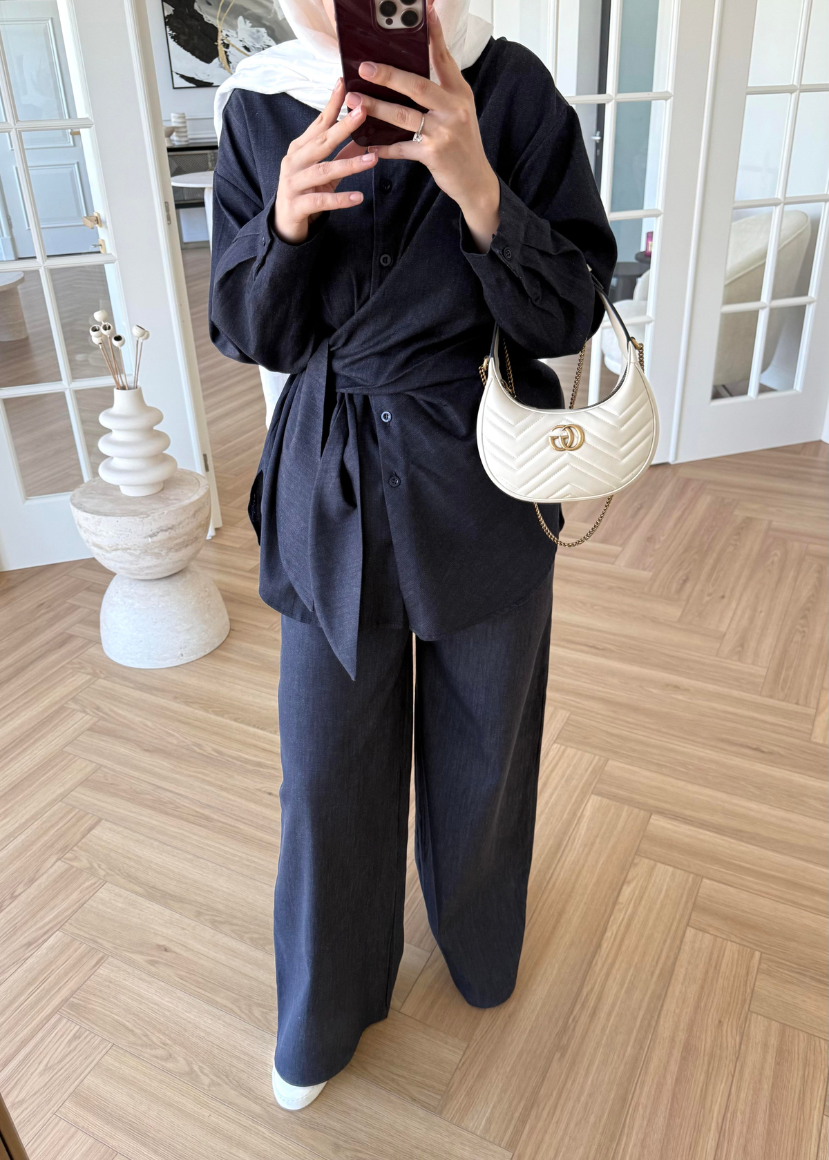 Belden Geniş Kemer Detaylı Denim Takım 