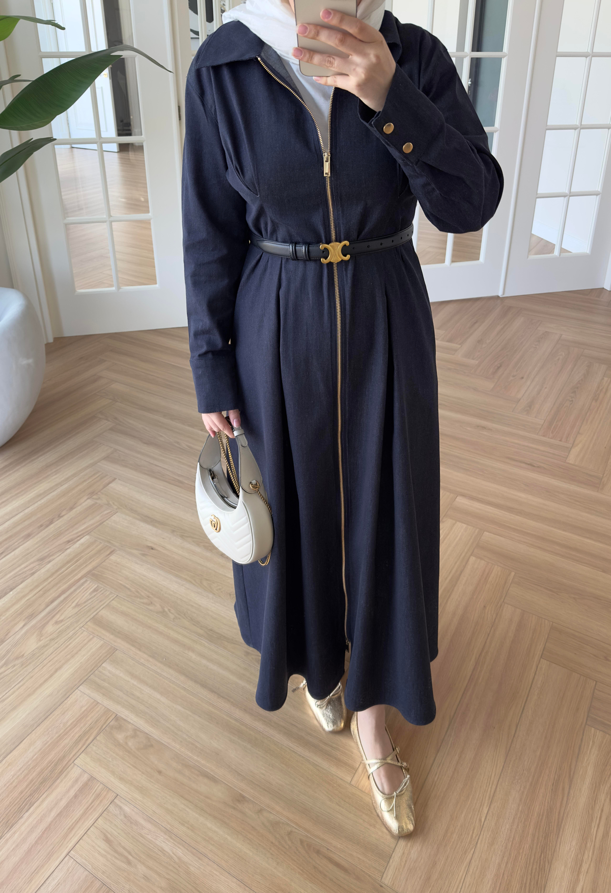 Bella Denim Elbise Koyu Mavi