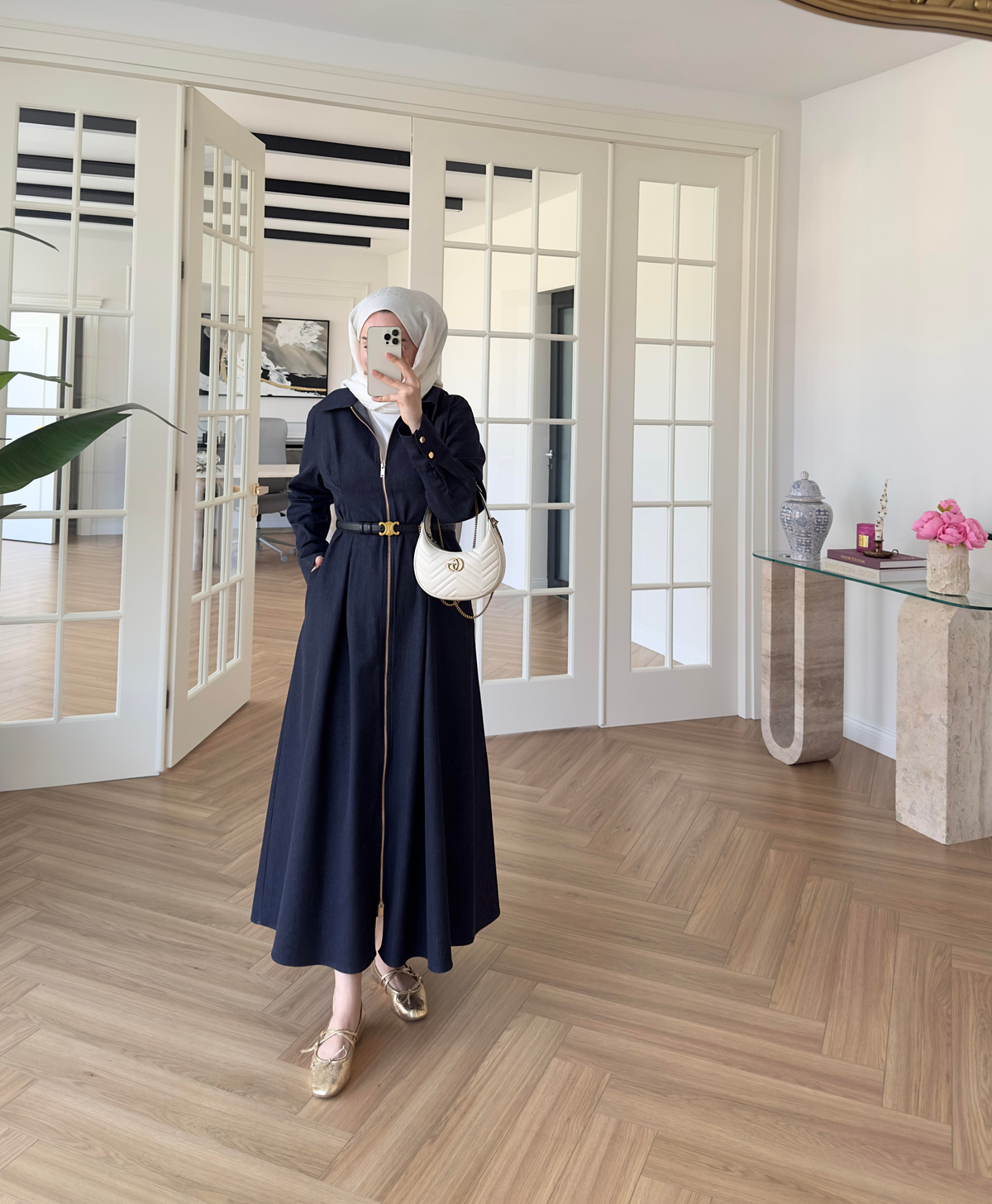 Bella Denim Elbise Koyu Mavi