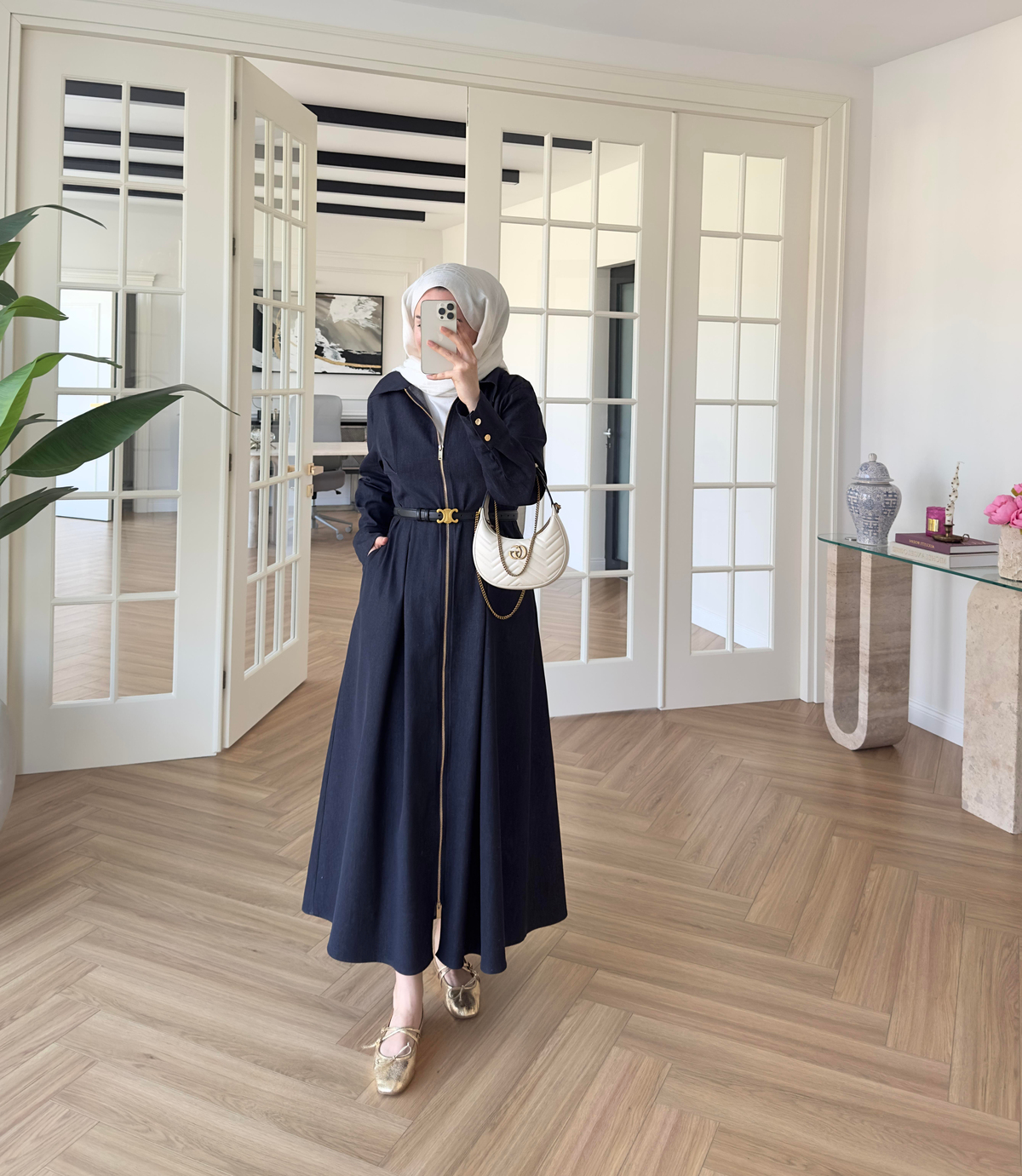 Bella Denim Elbise Koyu Mavi