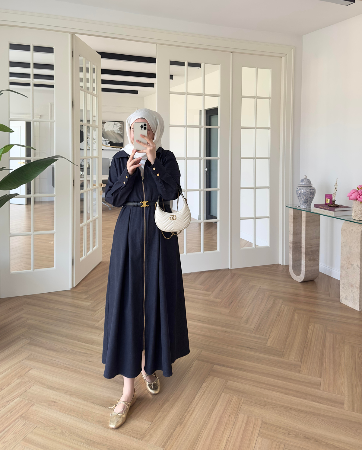 Bella Denim Elbise Koyu Mavi