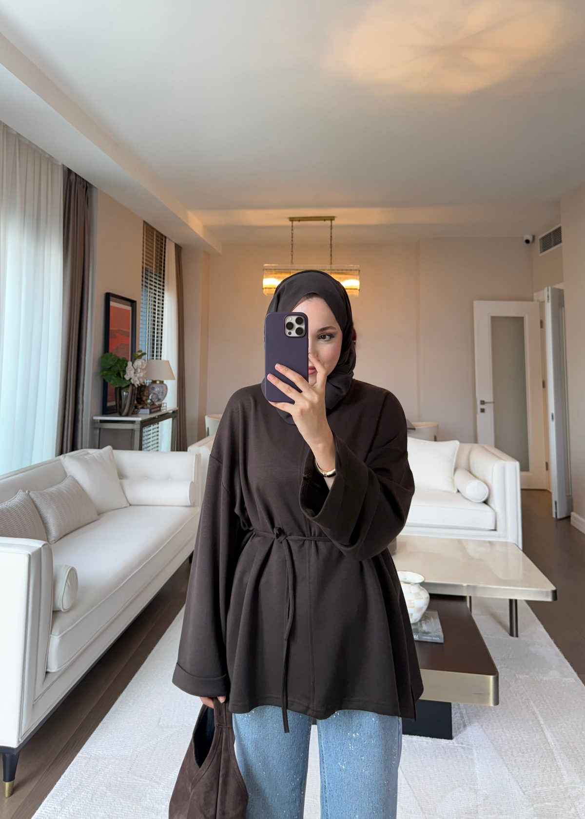 Biye Bağcıklı Sweat Acı Kahve