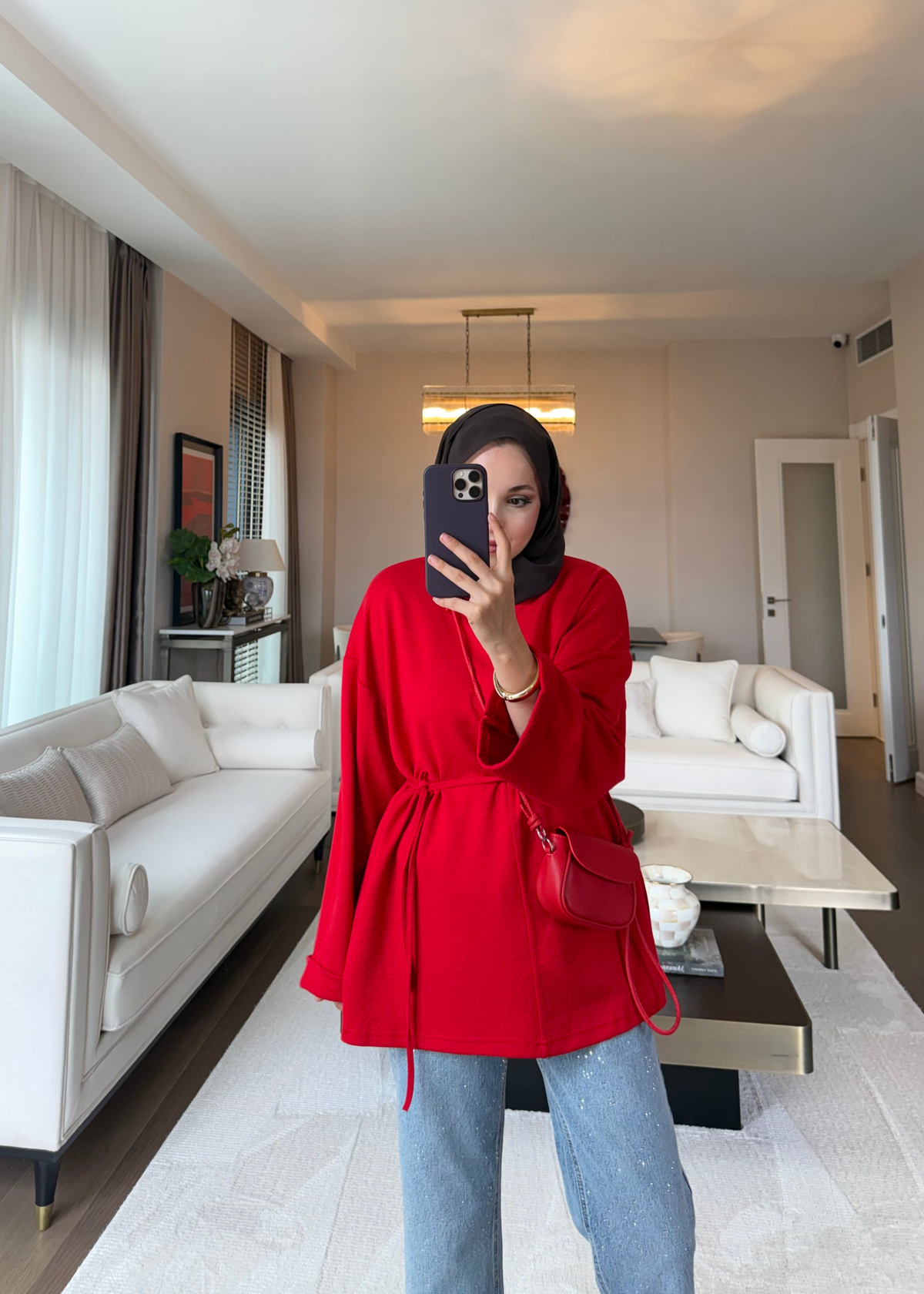Biye Bağcıklı Sweat Kırmızı
