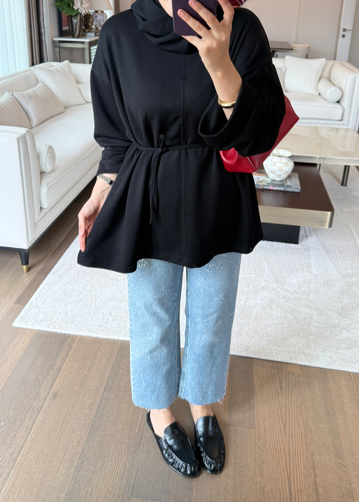 Biye Bağcıklı Sweat Siyah