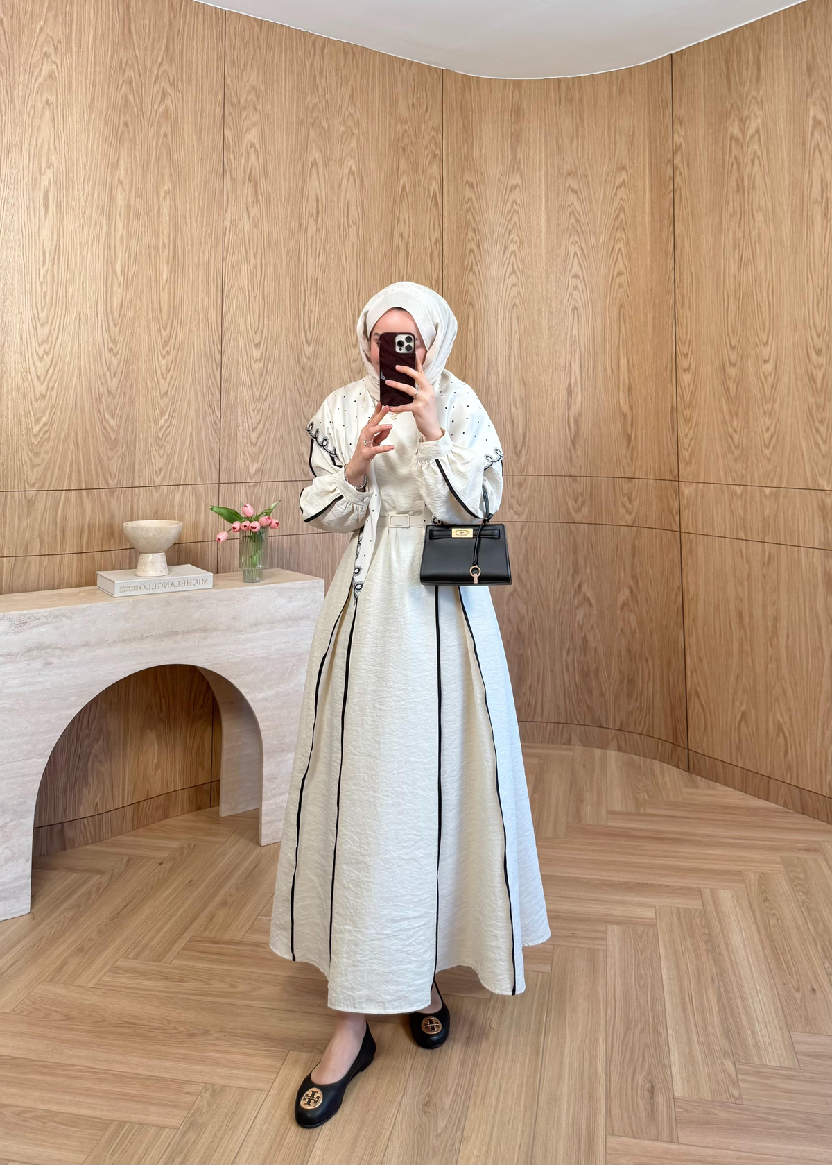 Biyeli Cupra Elbise Ekru