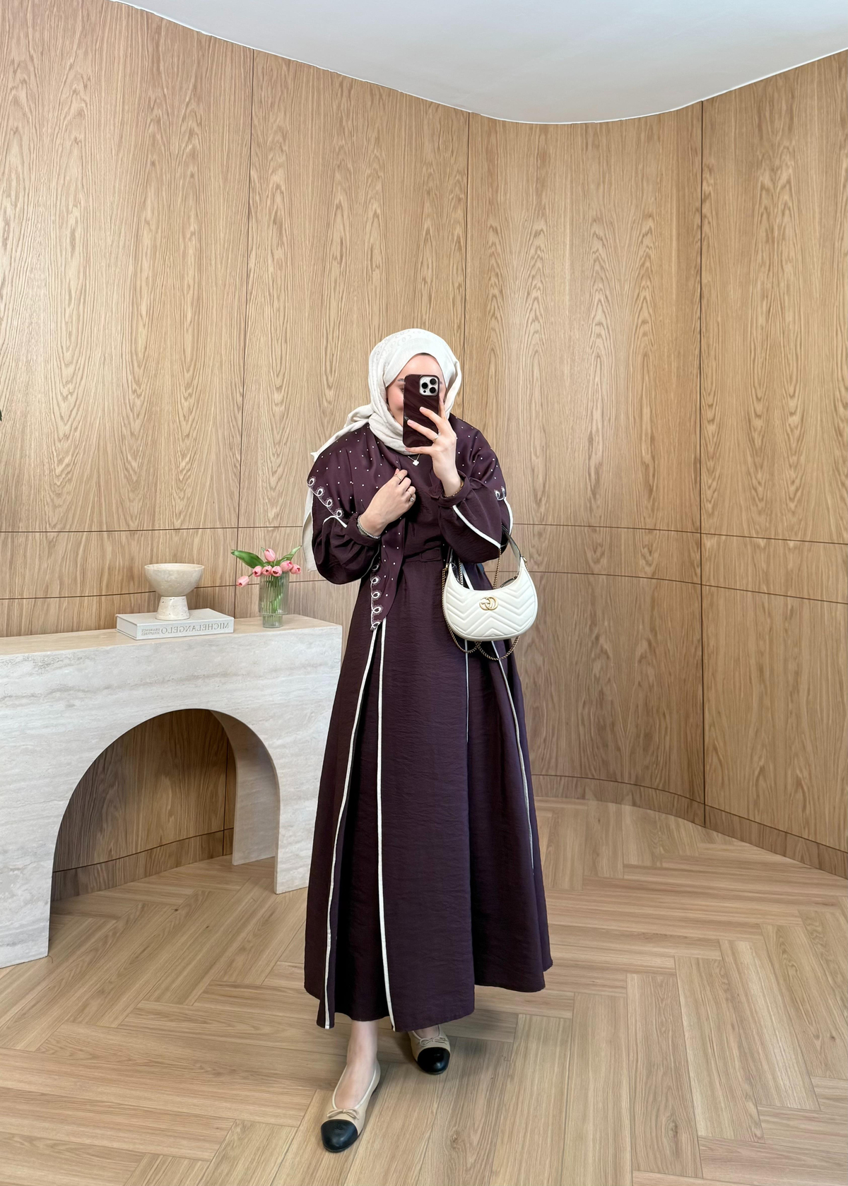 Biyeli Cupra Elbise Mürdüm