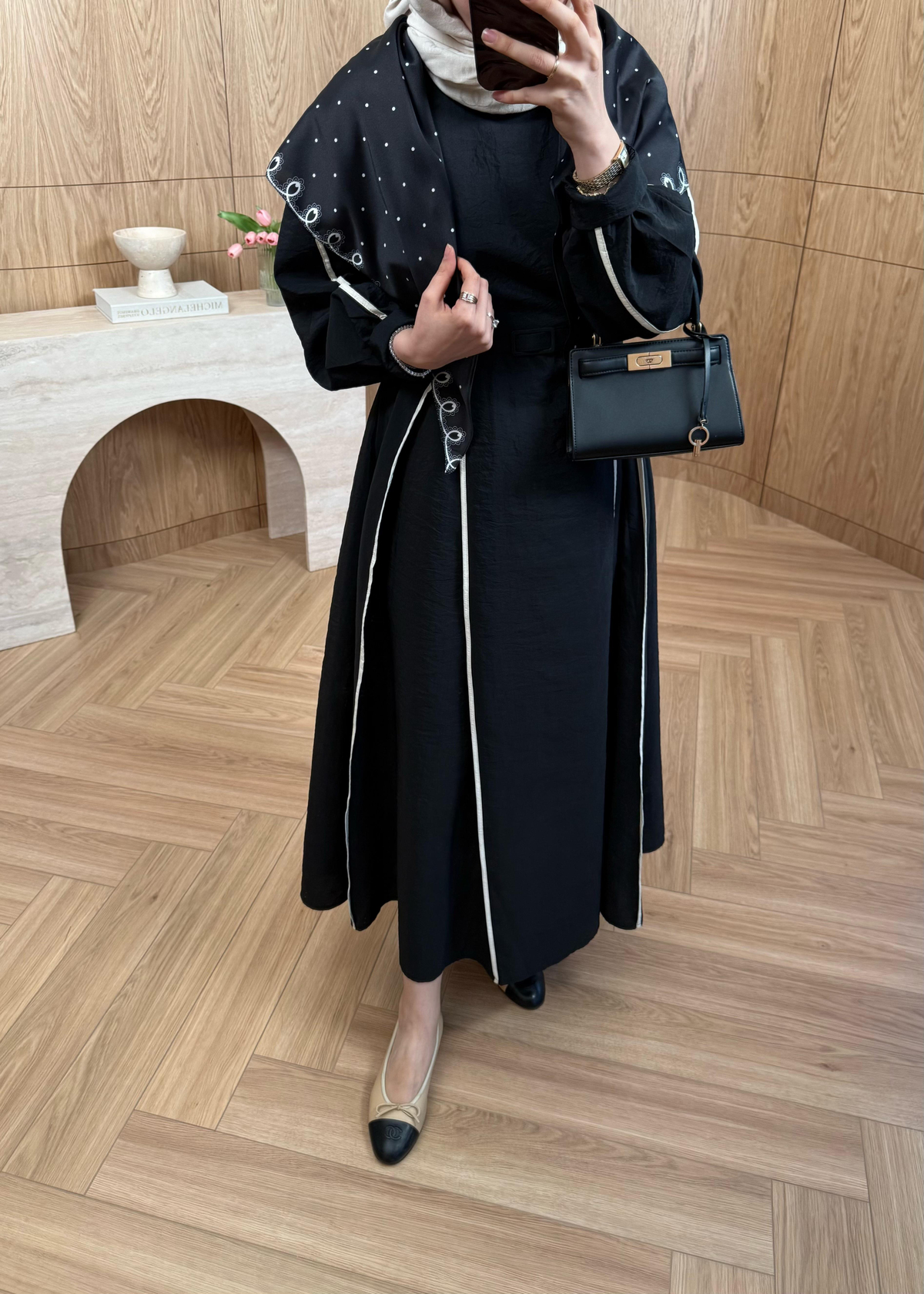 Biyeli Cupra Elbise Siyah