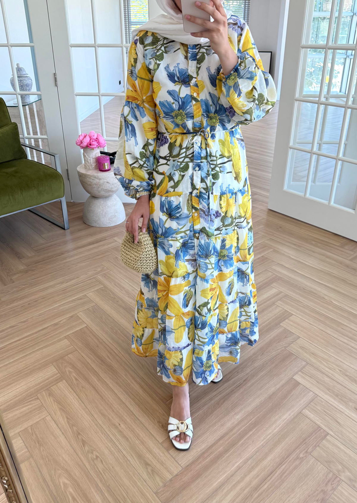 Çiçekli Soho Elbise Sarı 