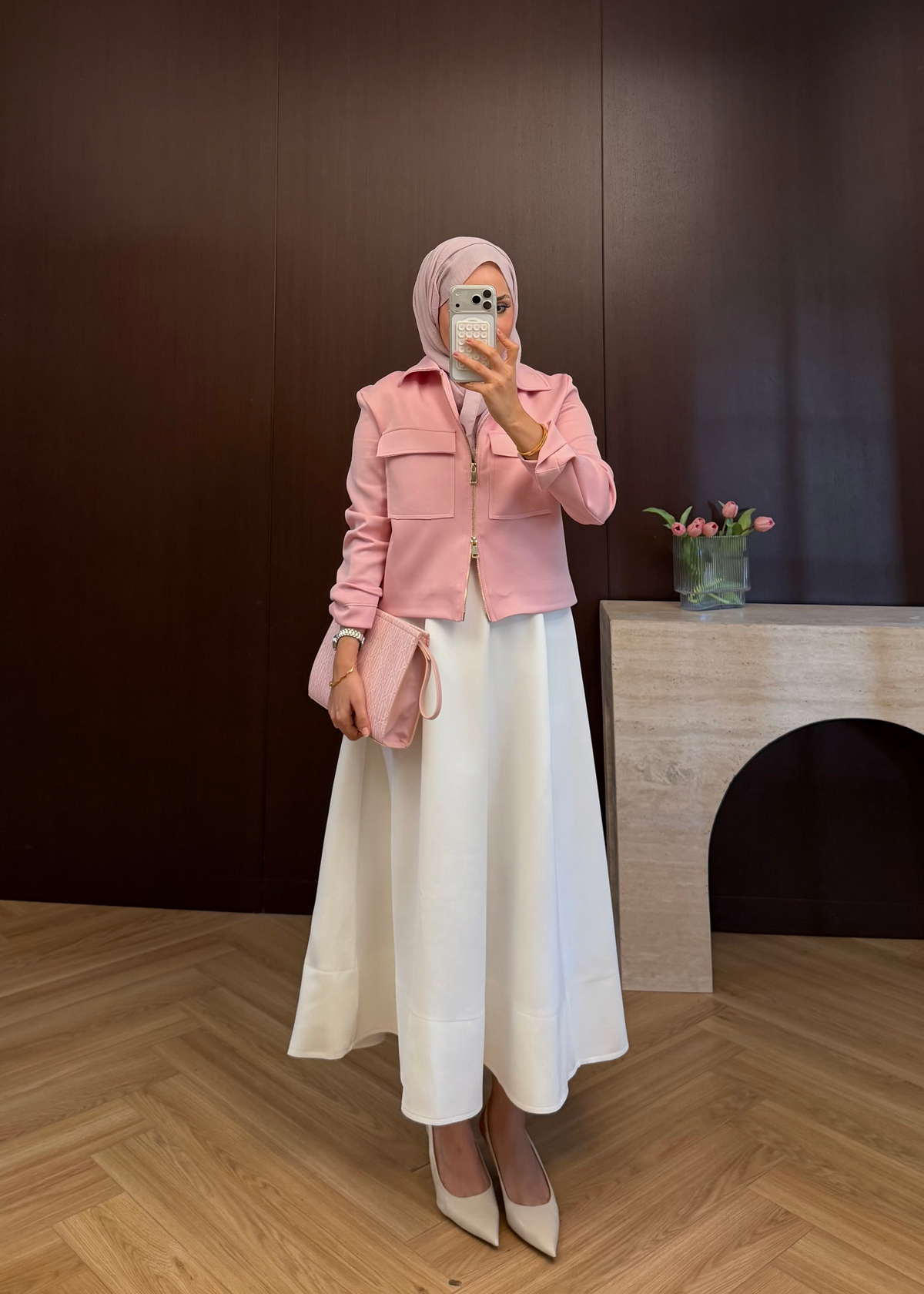 Çift Fermuarlı Scuba Ceket Pembe