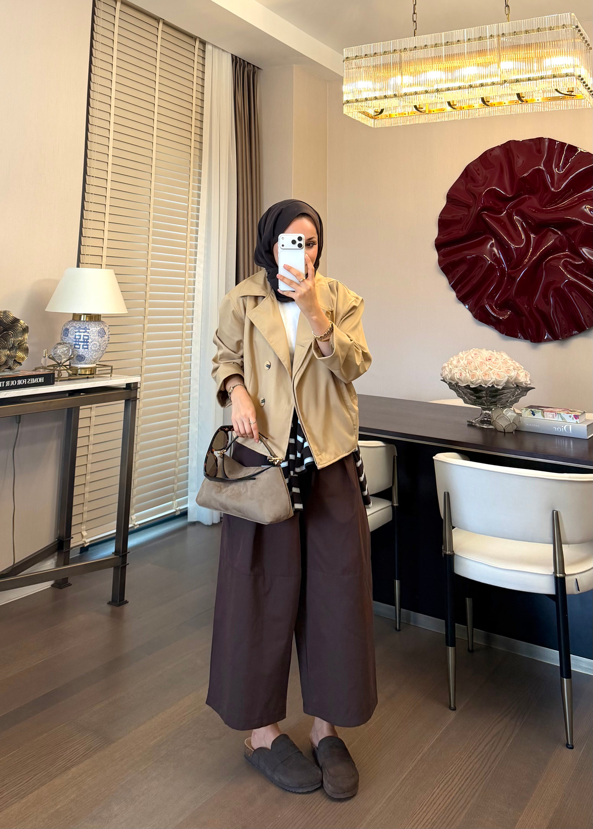 Çift Klapalı Kısa Trenç Camel