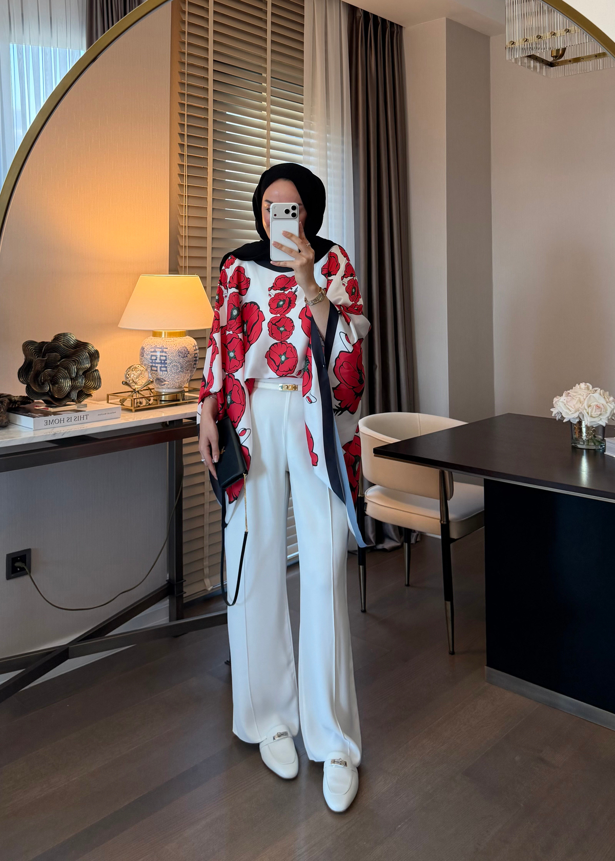 Çımalı Dikişli Palazzo  Krep Pantolon  Ekru