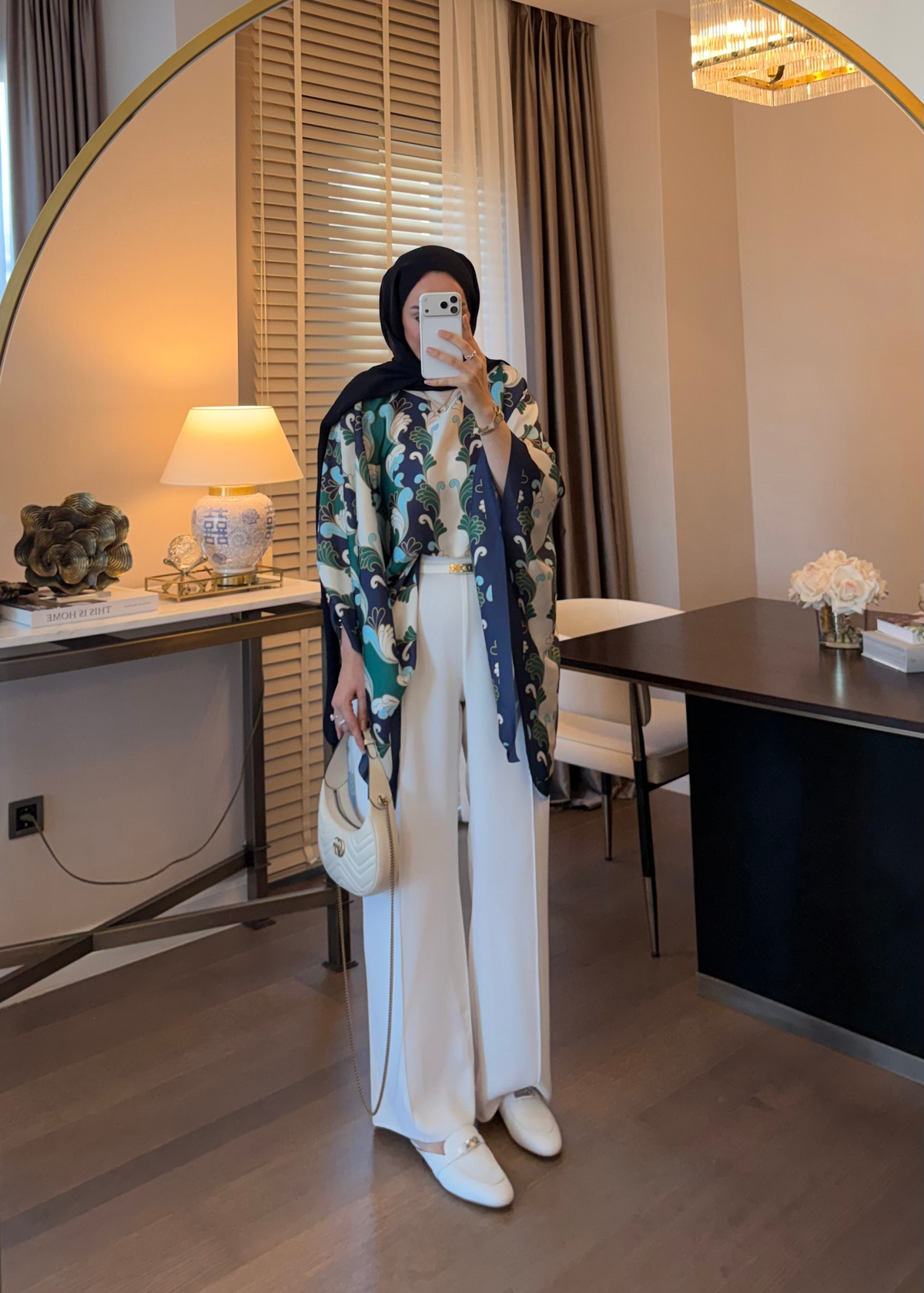 Çımalı Dikişli Palazzo  Krep Pantolon  Ekru