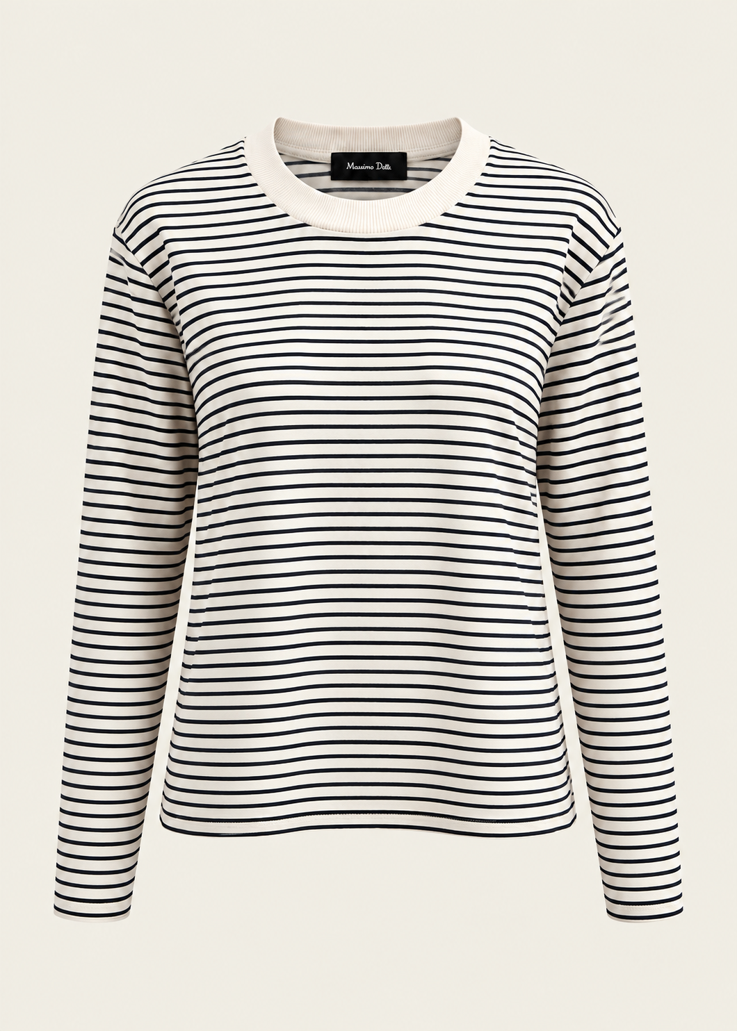 Çizgili Basic Marka Sweat Ekru