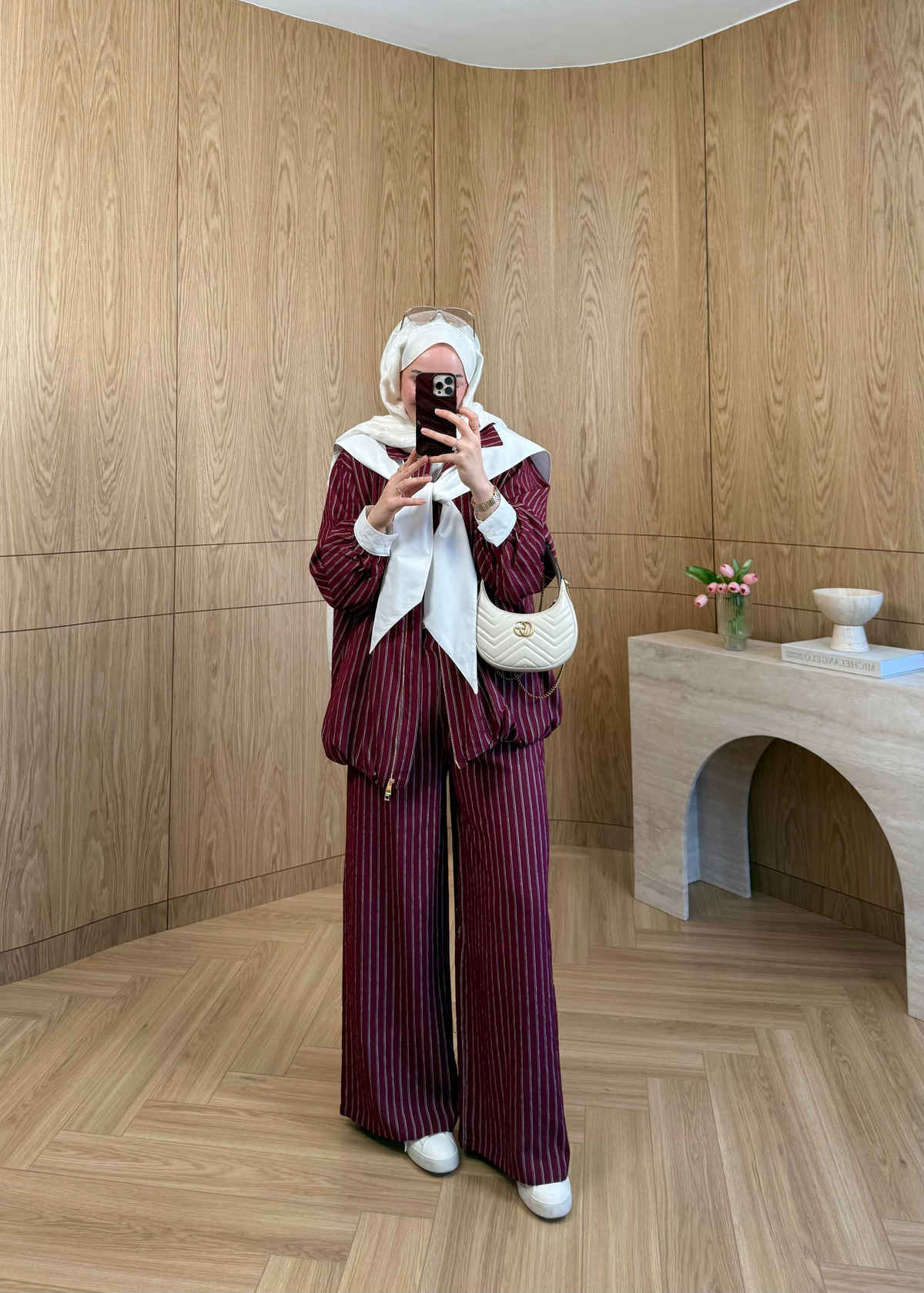 Çizgili Bomber Modal Takım Bordo