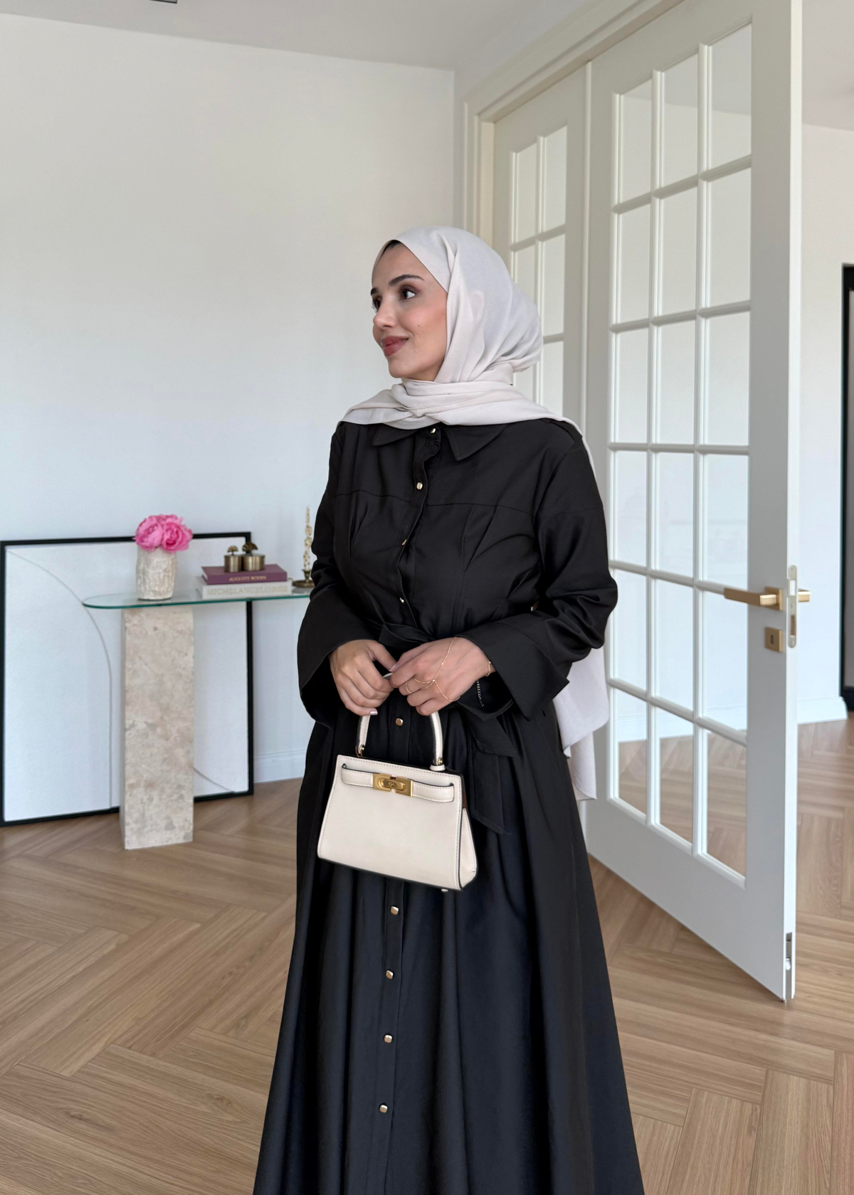 Dean Gold Düğmeli Elbise Siyah